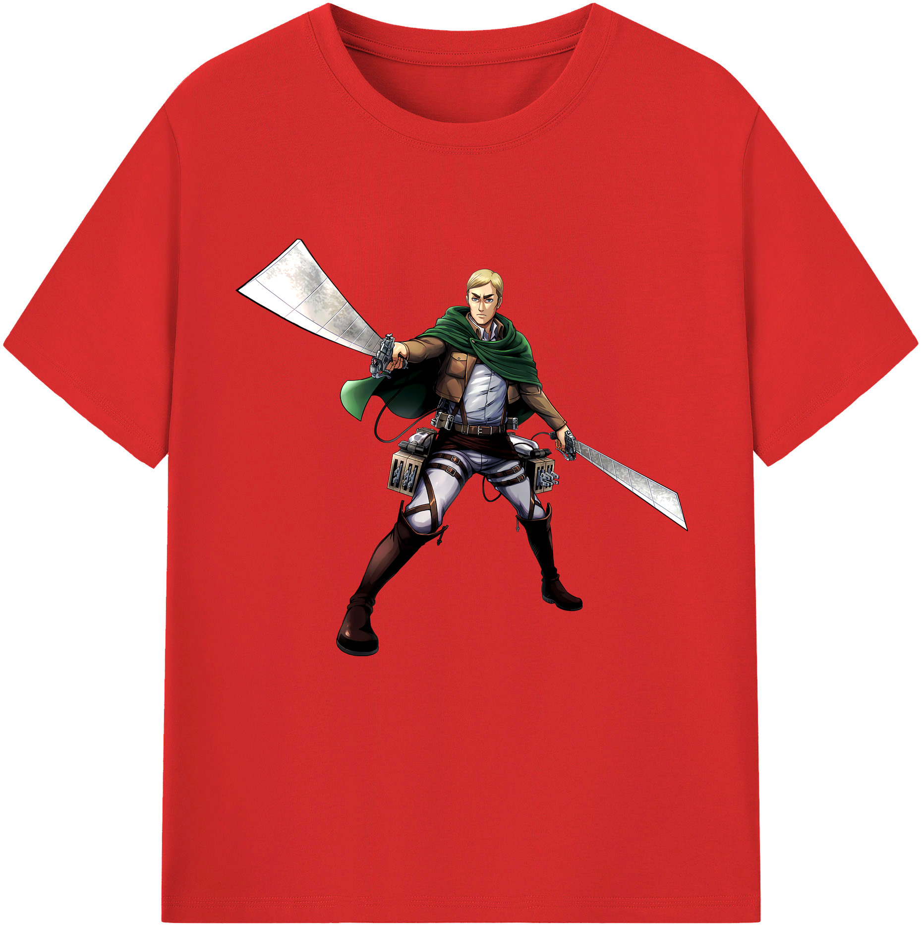 （画像用） 進撃の巨人 エルヴィン・スミス Attack on Titan Erwin Smith レディースカジュアルプリントTシャツ（綿100％）