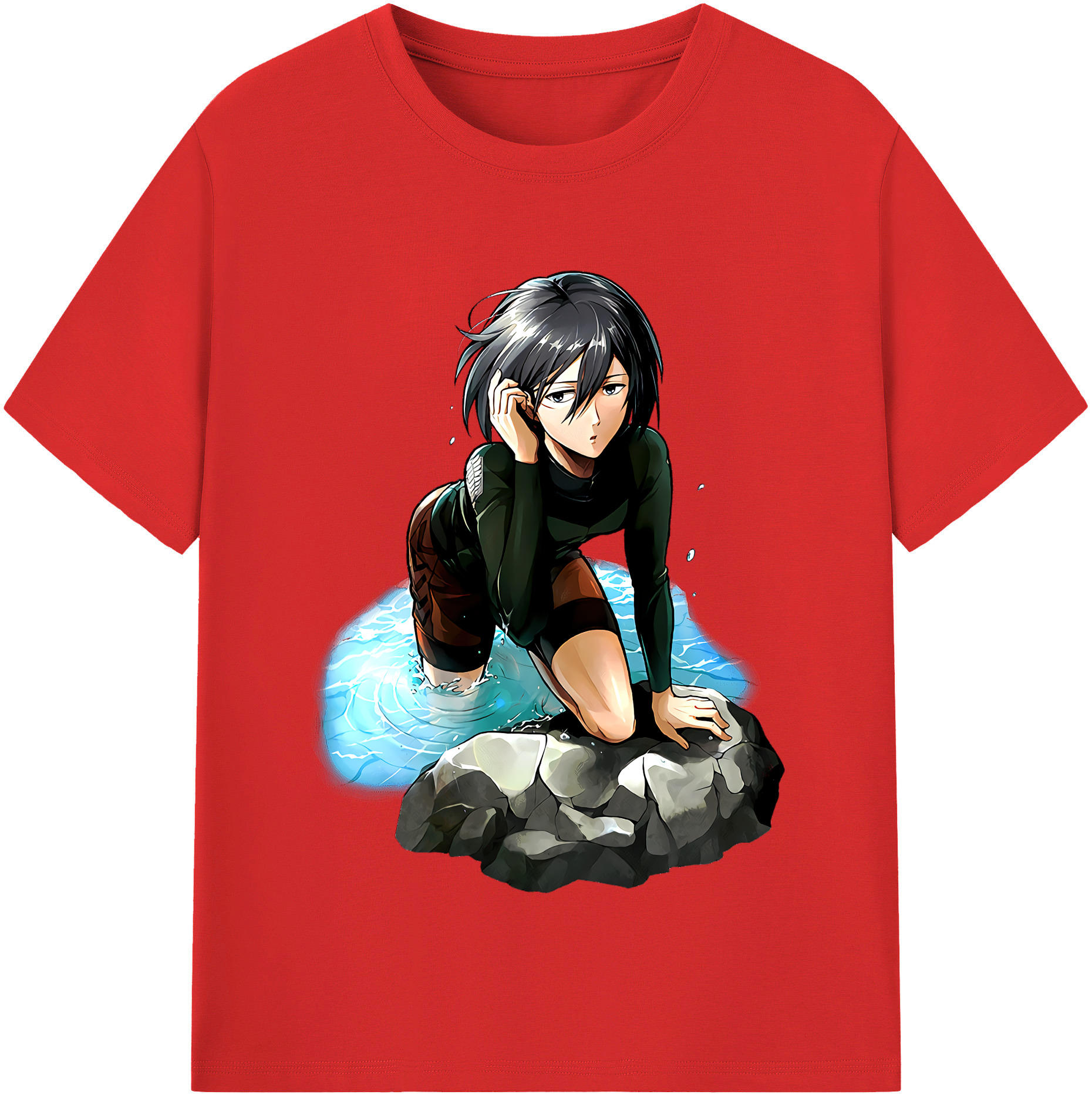 （画像用） 進撃の巨人 ミカサ·アッカーマン Attack on Titan Mikasa Ackerman レディースカジュアルプリントTシャツ（綿100％）