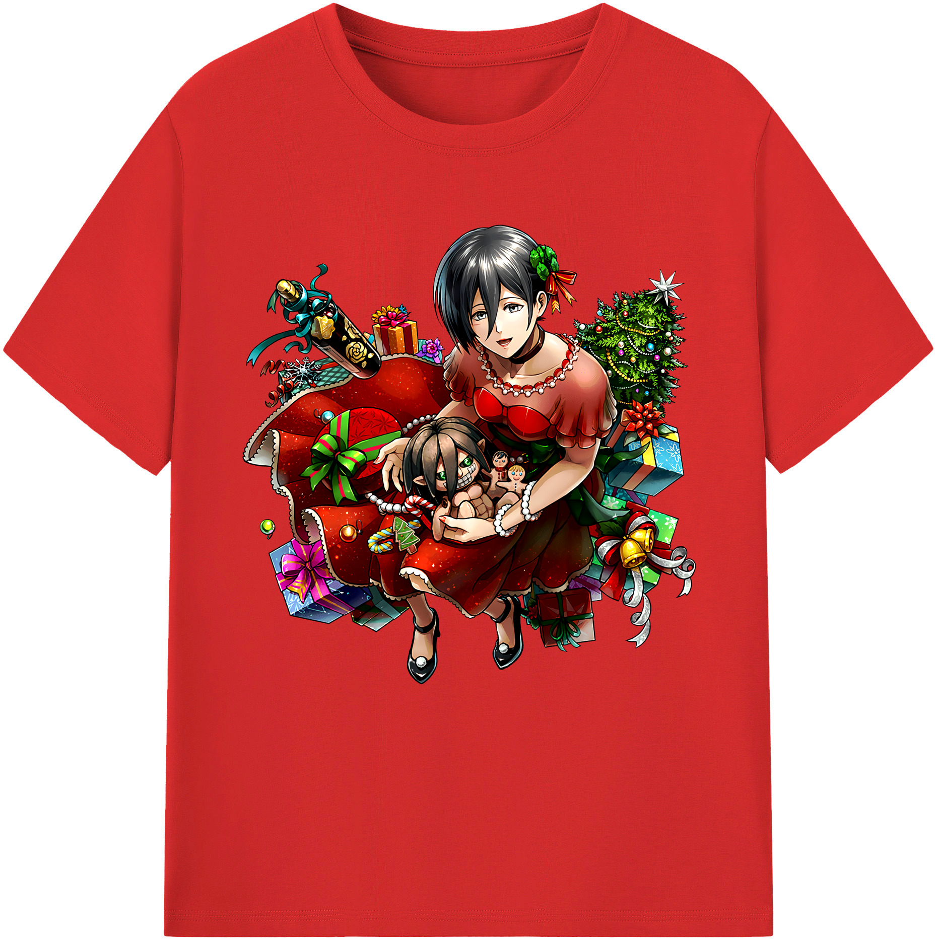 （画像用） 進撃の巨人 ミカサ·アッカーマン Attack on Titan Mikasa Ackerman レディースカジュアルプリントTシャツ（綿100％）