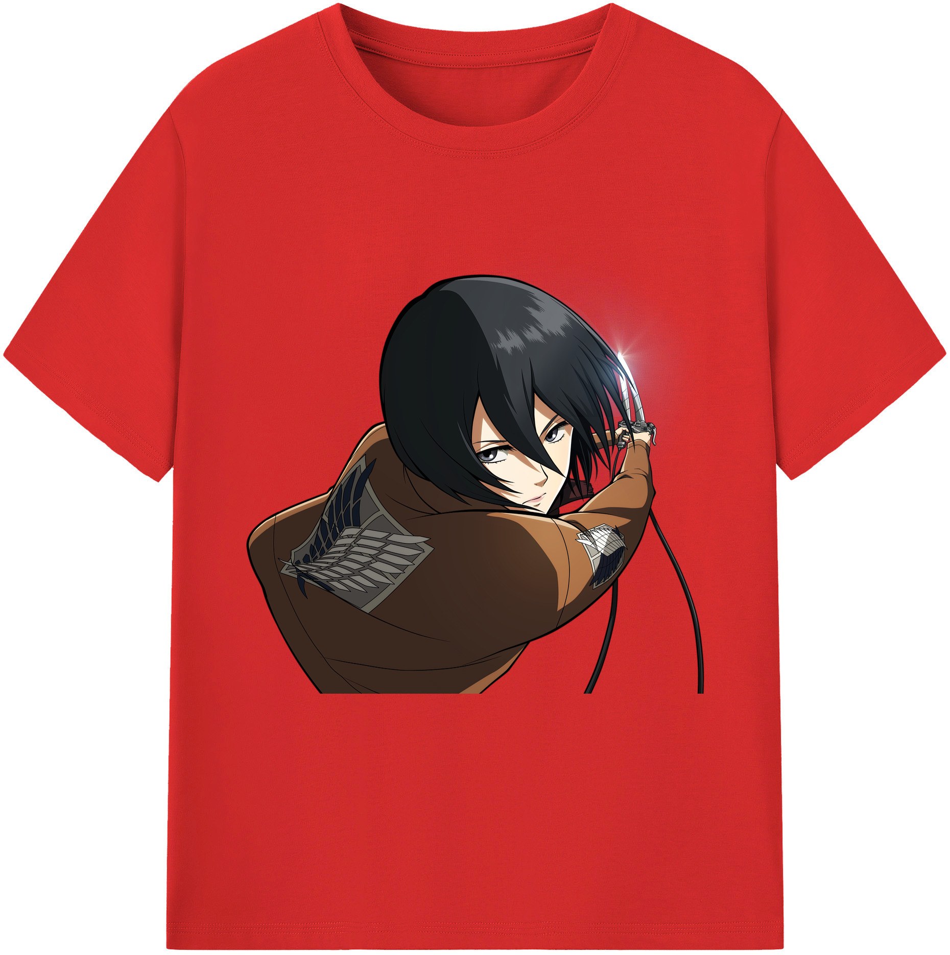 （画像用） 進撃の巨人 ミカサ·アッカーマン Attack on Titan Mikasa Ackerman レディースカジュアルプリントTシャツ（綿100％）