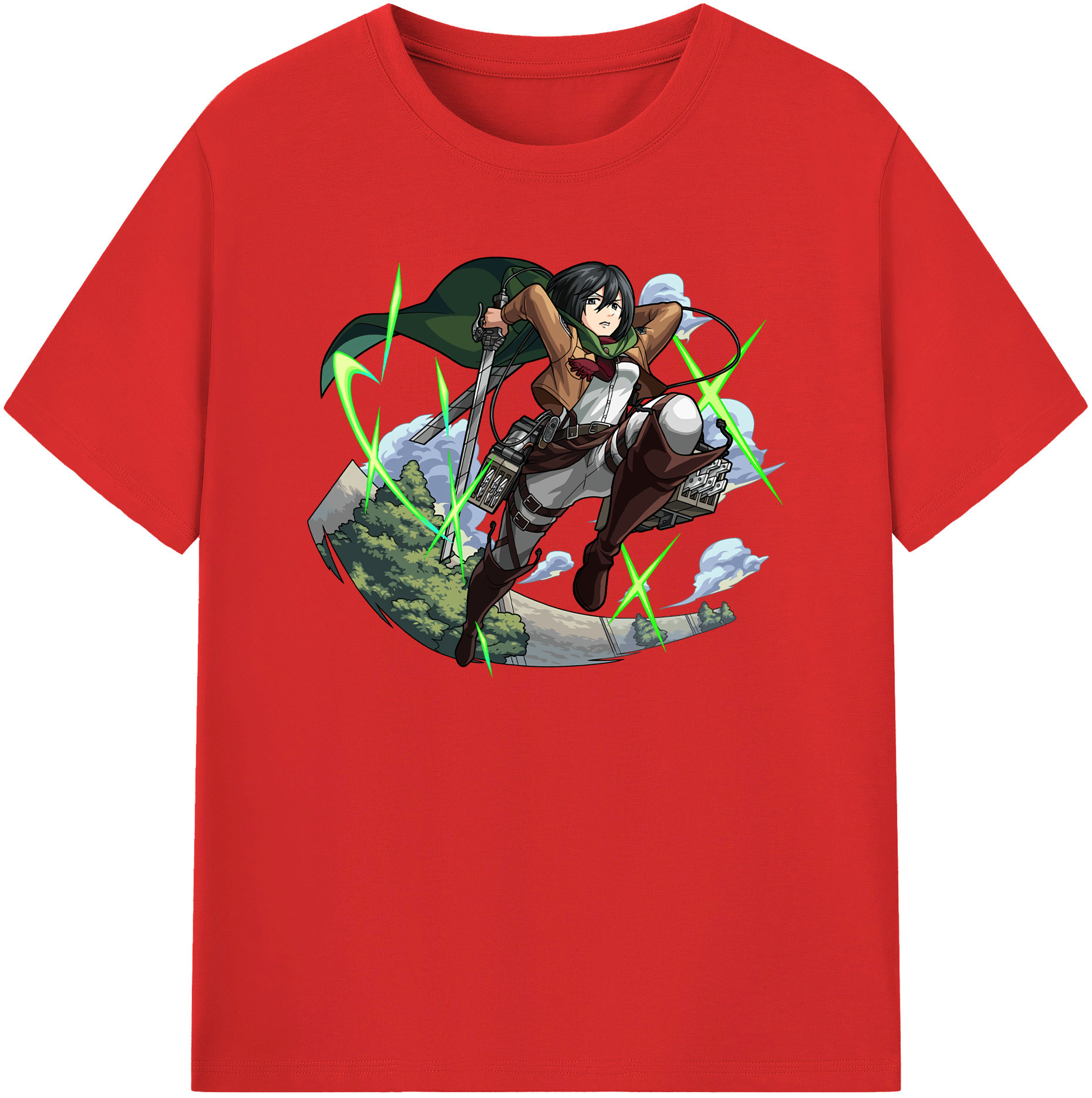 （画像用） 進撃の巨人 ミカサ·アッカーマン Attack on Titan Mikasa Ackerman レディースカジュアルプリントTシャツ（綿100％）