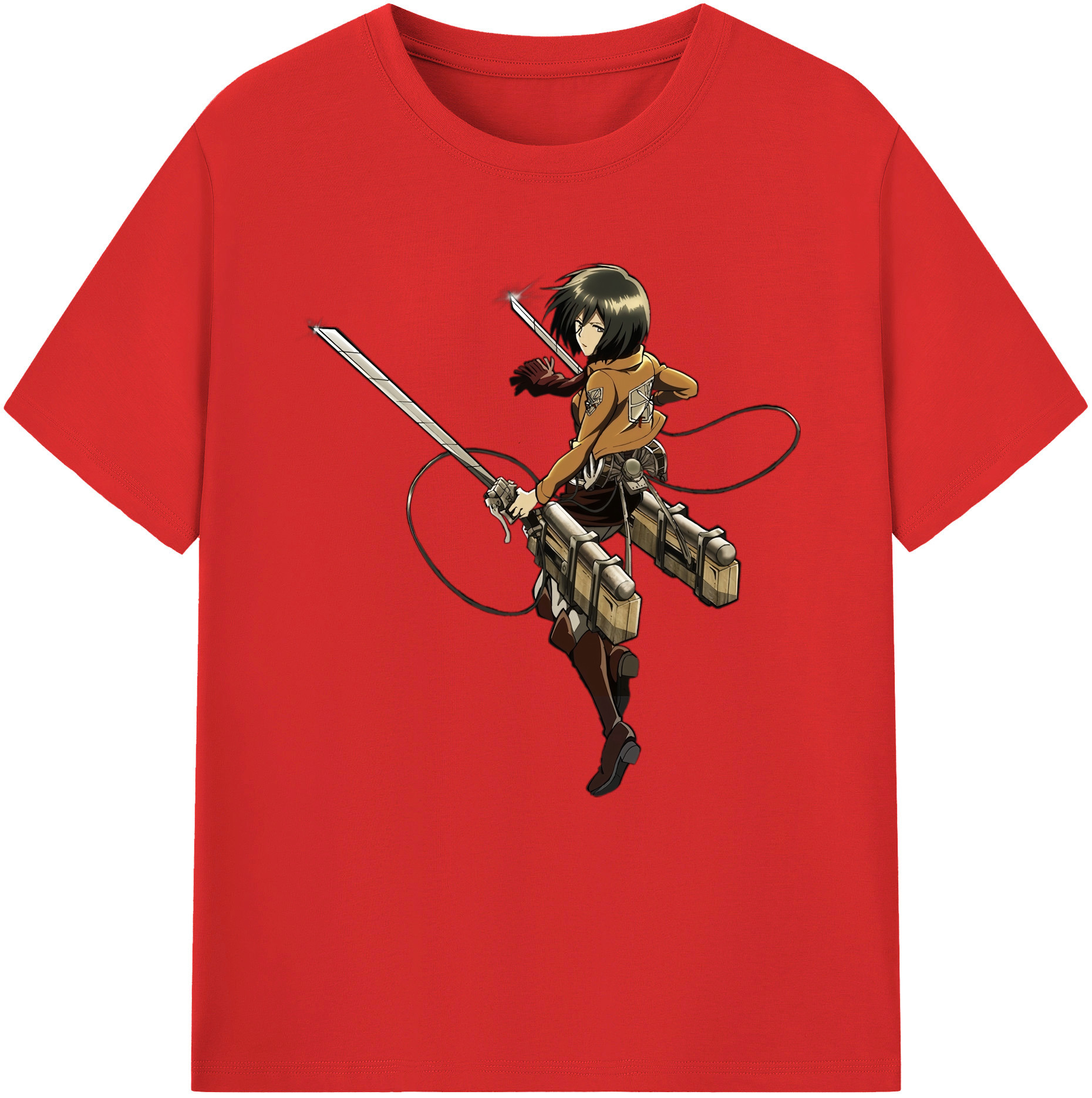（画像用） 進撃の巨人 ミカサ·アッカーマン Attack on Titan Mikasa Ackerman レディースカジュアルプリントTシャツ（綿100％）