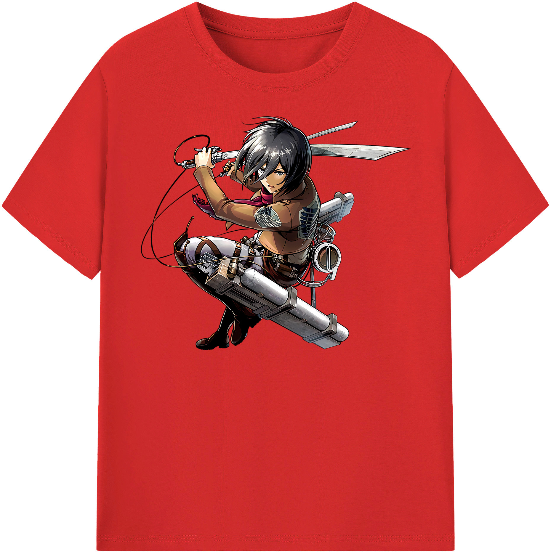 （画像用） 進撃の巨人 ミカサ·アッカーマン Attack on Titan Mikasa Ackerman レディースカジュアルプリントTシャツ（綿100％）