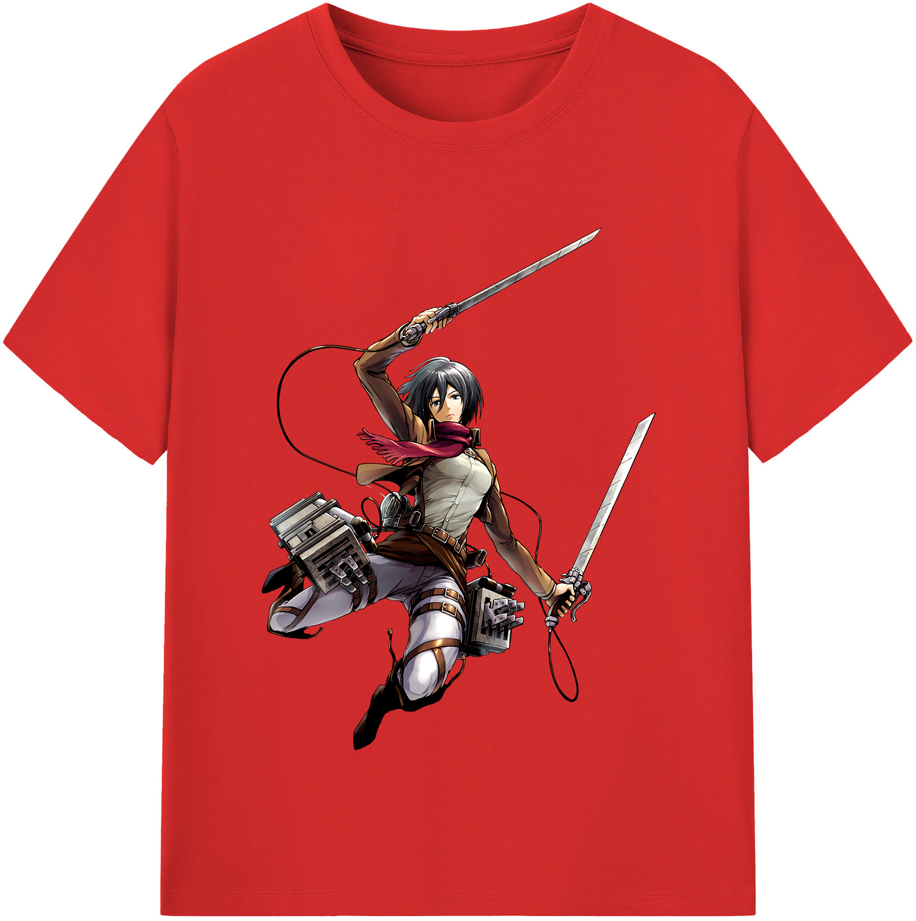 （画像用） 進撃の巨人 ミカサ·アッカーマン Attack on Titan Mikasa Ackerman レディースカジュアルプリントTシャツ（綿100％）