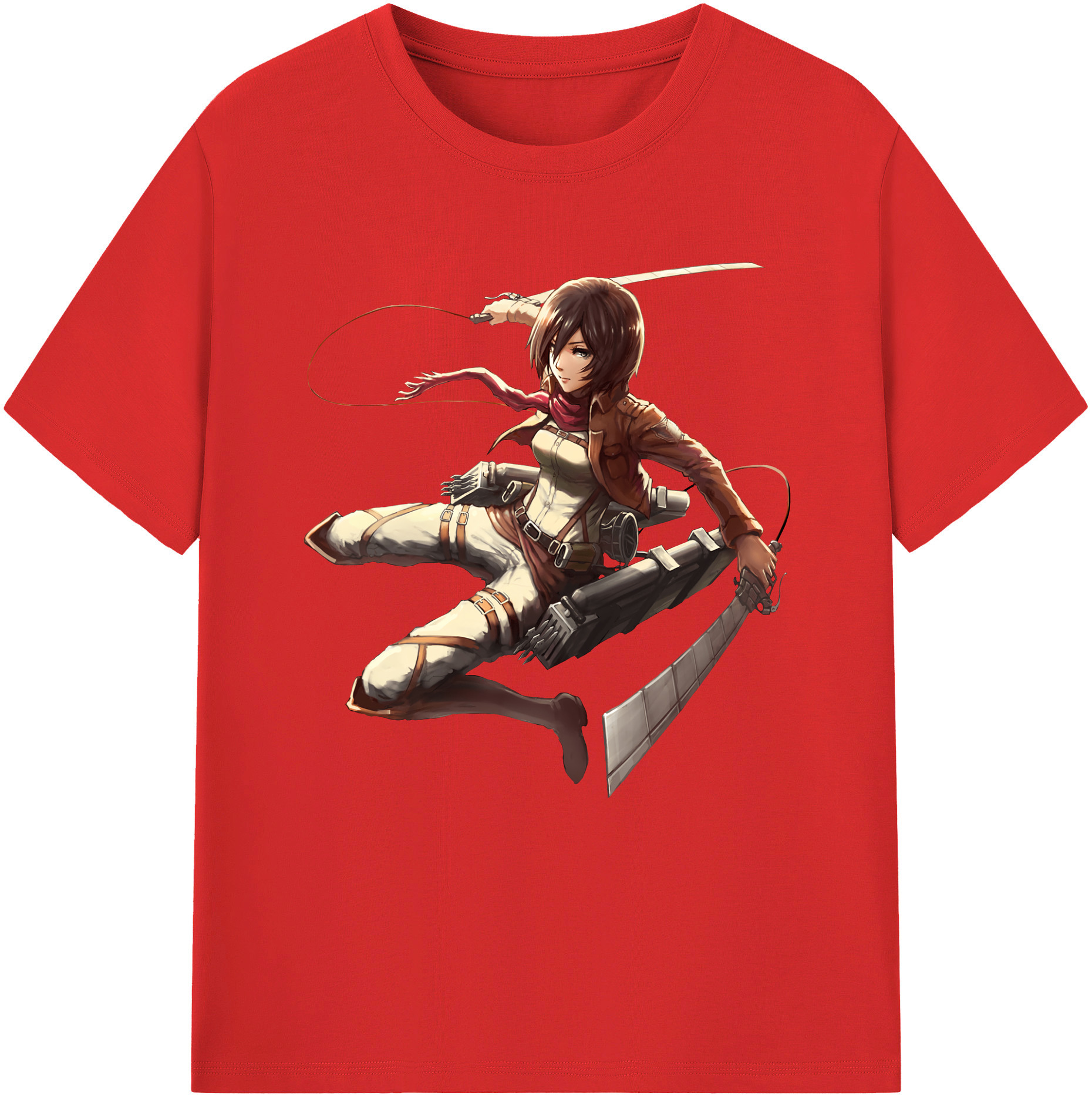 （画像用） 進撃の巨人 ミカサ·アッカーマン Attack on Titan Mikasa Ackerman レディースカジュアルプリントTシャツ（綿100％）