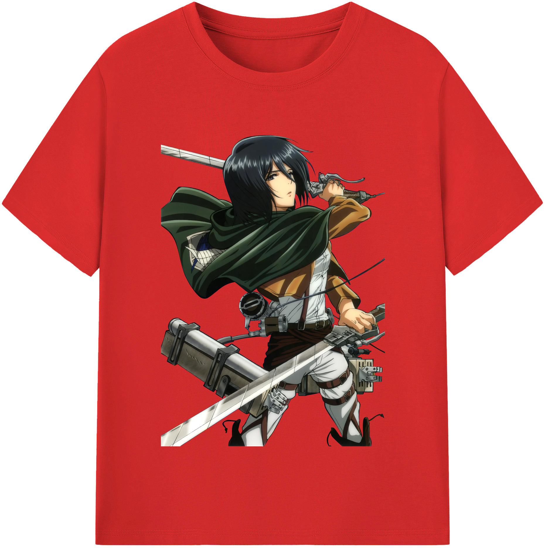 （画像用） 進撃の巨人 ミカサ·アッカーマン Attack on Titan Mikasa Ackerman レディースカジュアルプリントTシャツ（綿100％）