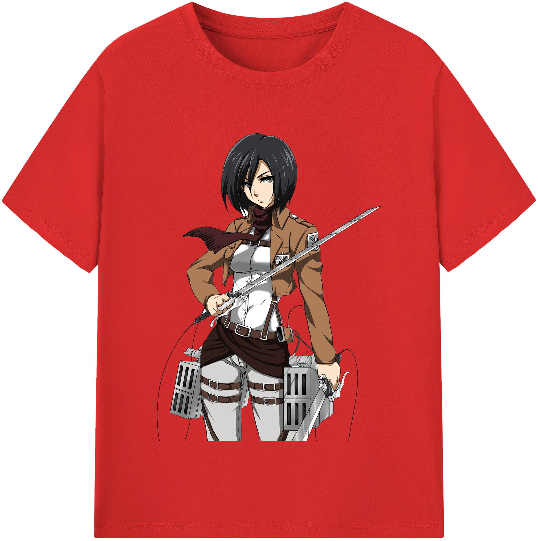 （画像用） 進撃の巨人 ミカサ·アッカーマン Attack on Titan Mikasa Ackerman レディースカジュアルプリントTシャツ（綿100％）