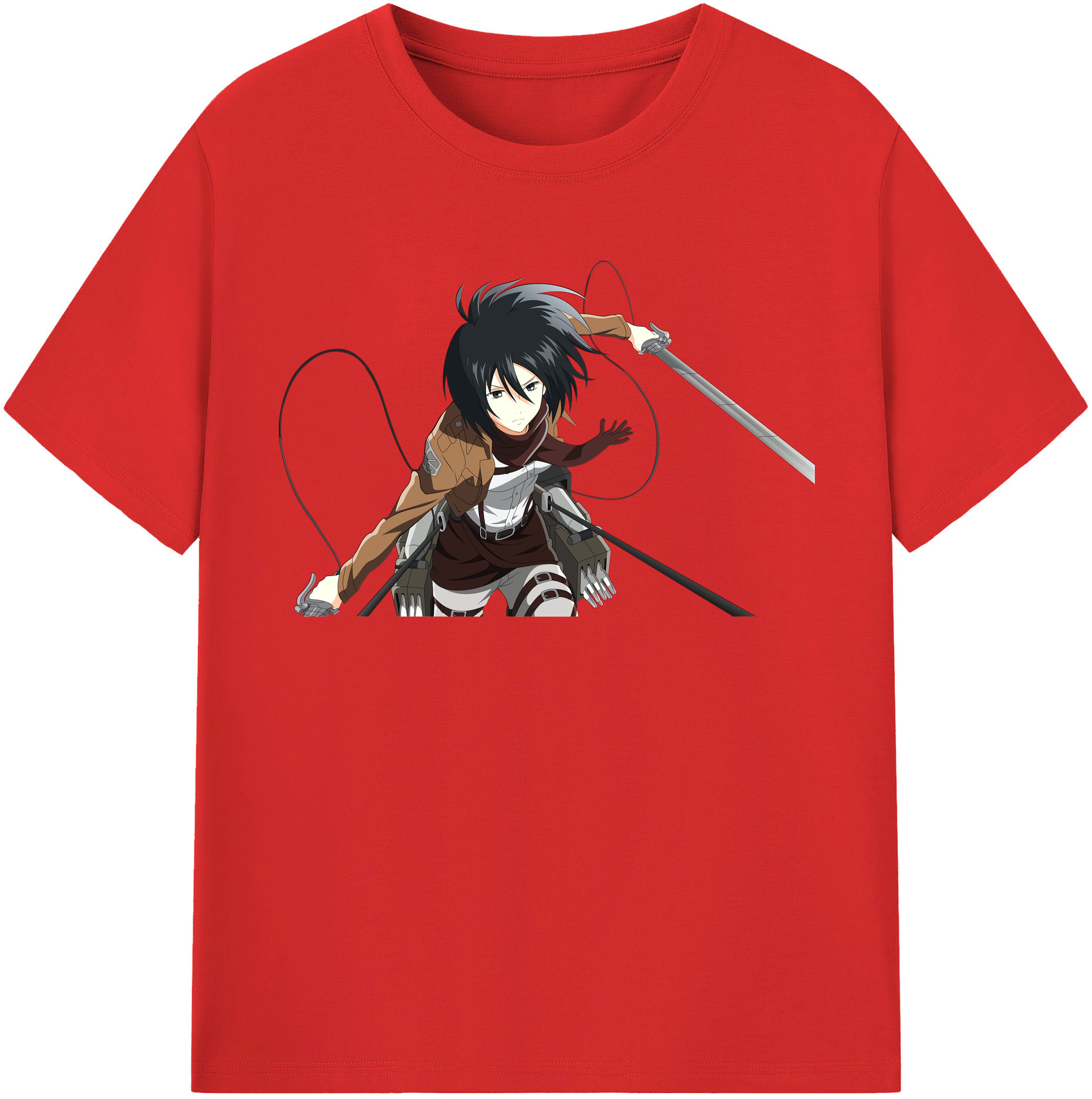（画像用） 進撃の巨人 ミカサ·アッカーマン Attack on Titan Mikasa Ackerman レディースカジュアルプリントTシャツ（綿100％）