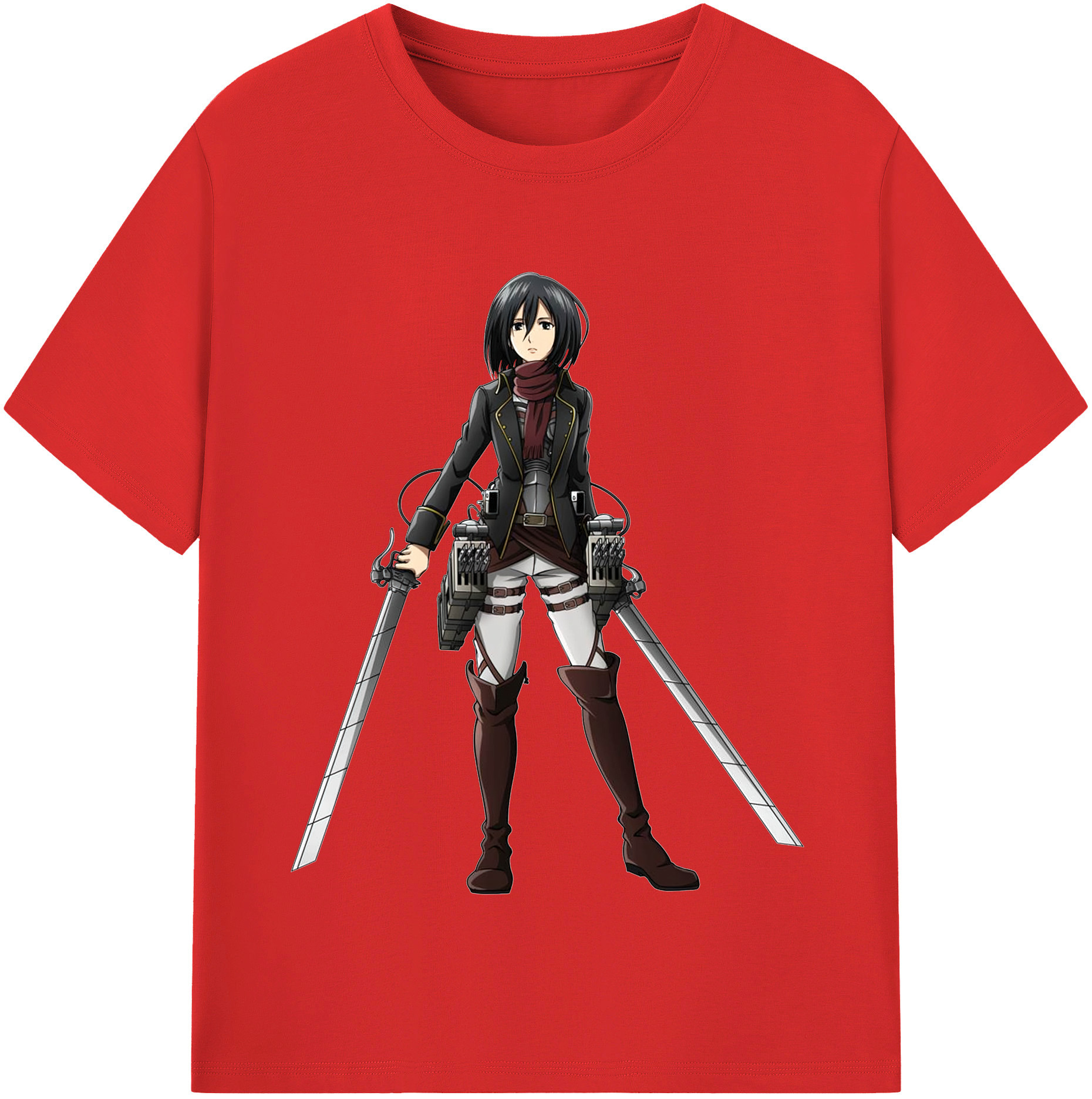 （画像用） 進撃の巨人 ミカサ·アッカーマン Attack on Titan Mikasa Ackerman レディースカジュアルプリントTシャツ（綿100％）