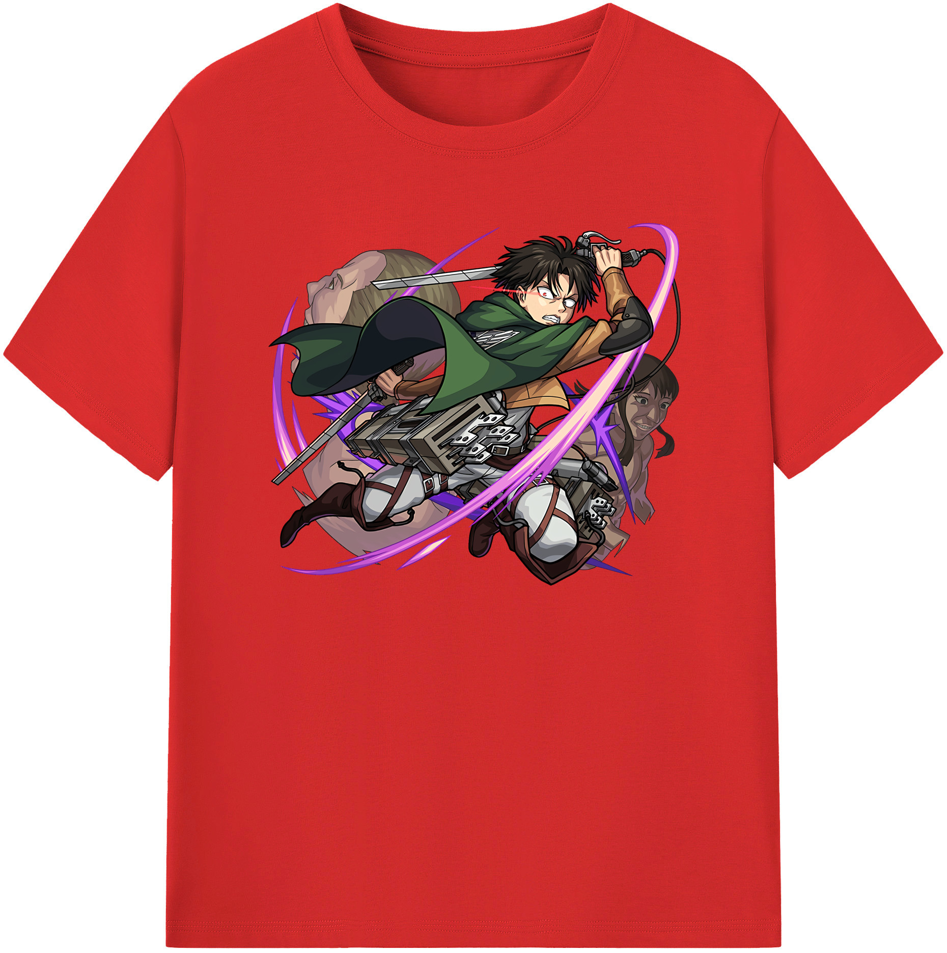 （画像用） 進撃の巨人 リヴァイ·アッカーマン Attack on Titan Levi Ackerman レディースカジュアルプリントTシャツ（綿100％）