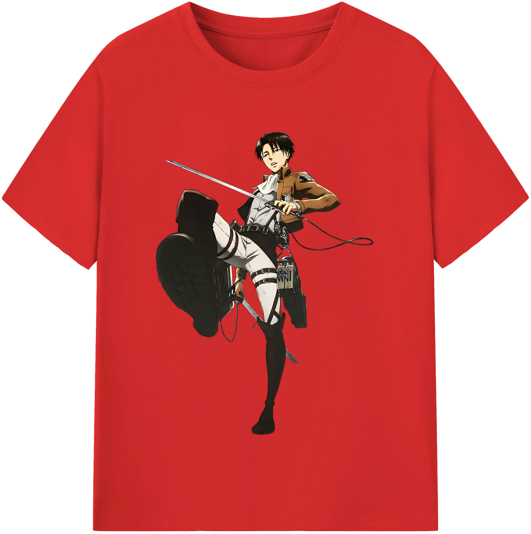 （画像用） 進撃の巨人 リヴァイ·アッカーマン Attack on Titan Levi Ackerman レディースカジュアルプリントTシャツ（綿100％）