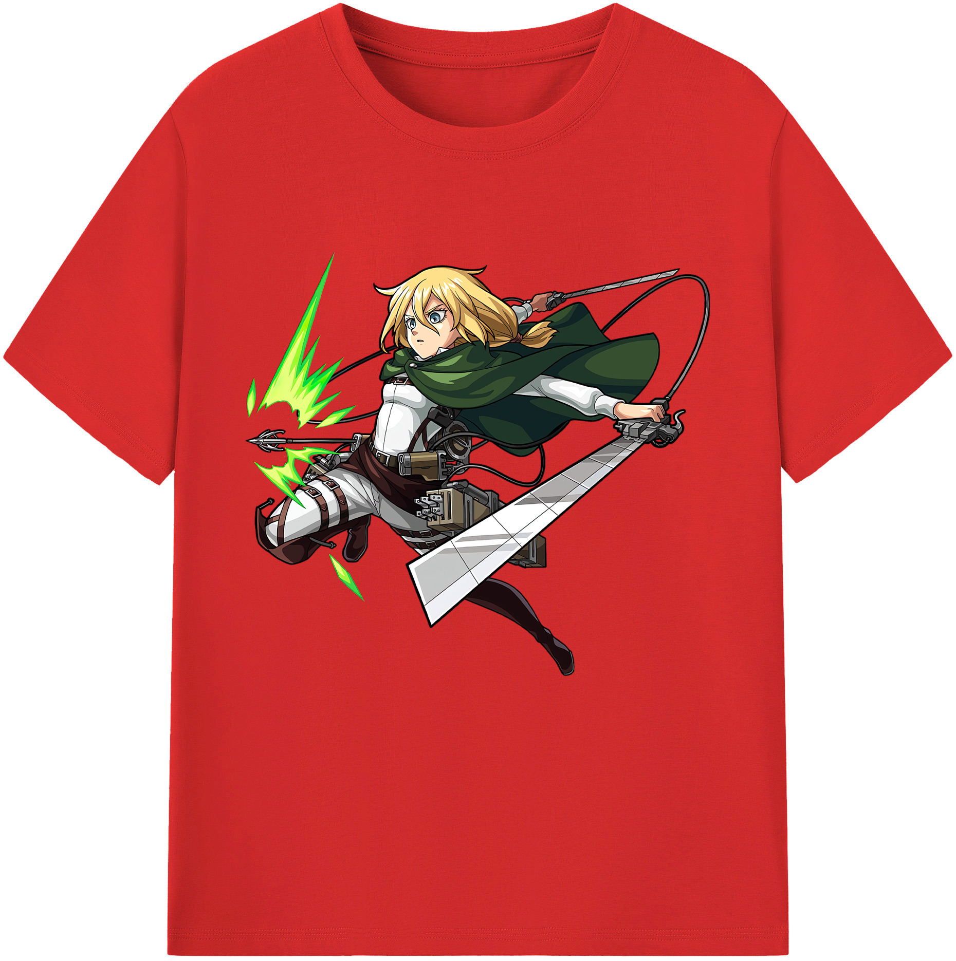 （画像用） 進撃の巨人 クリスタ·レンズ Attack on Titan Christa Lenz レディースカジュアルプリントTシャツ（綿100％）