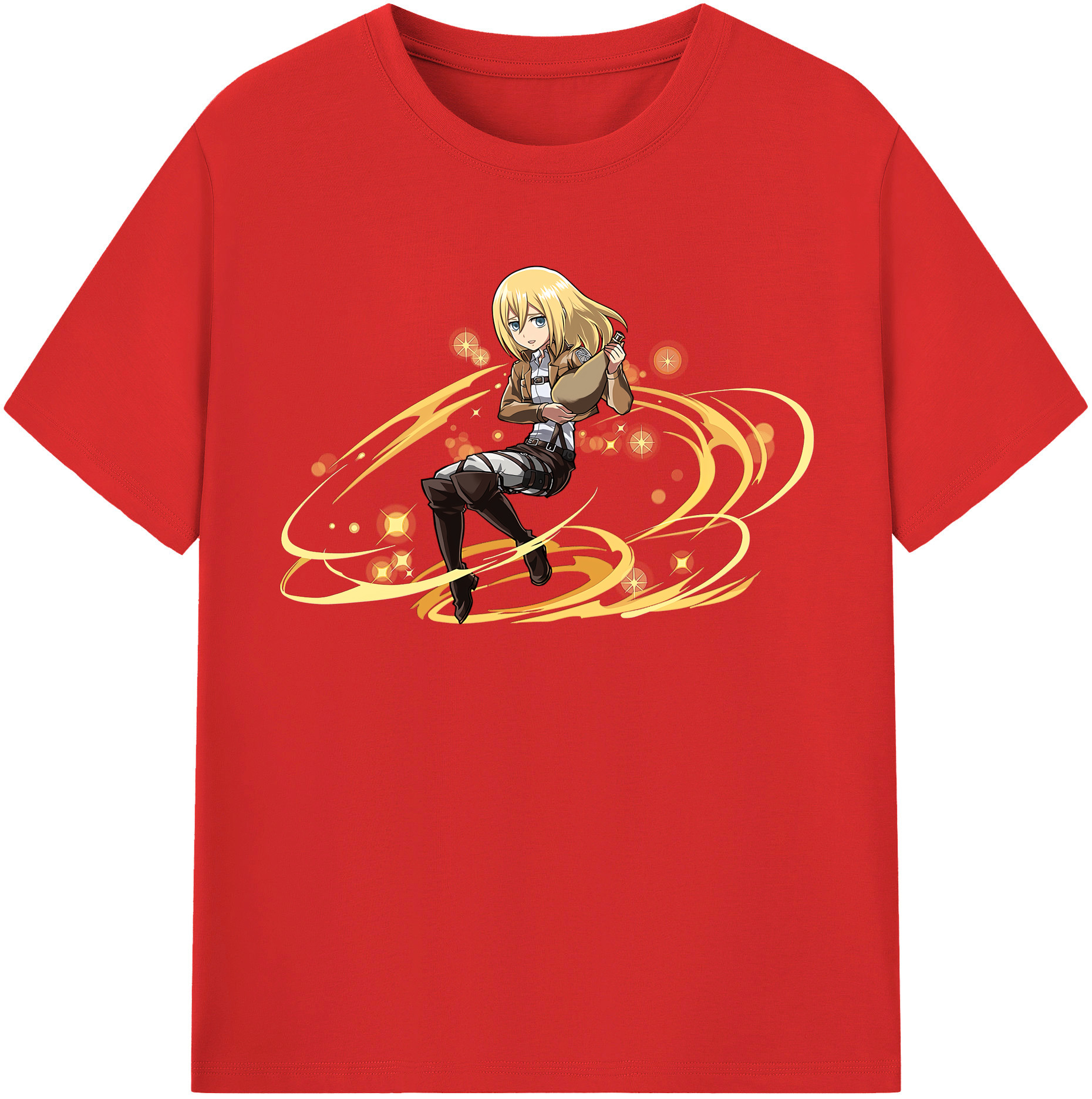 （画像用） 進撃の巨人 クリスタ·レンズ Attack on Titan Christa Lenz レディースカジュアルプリントTシャツ（綿100％）