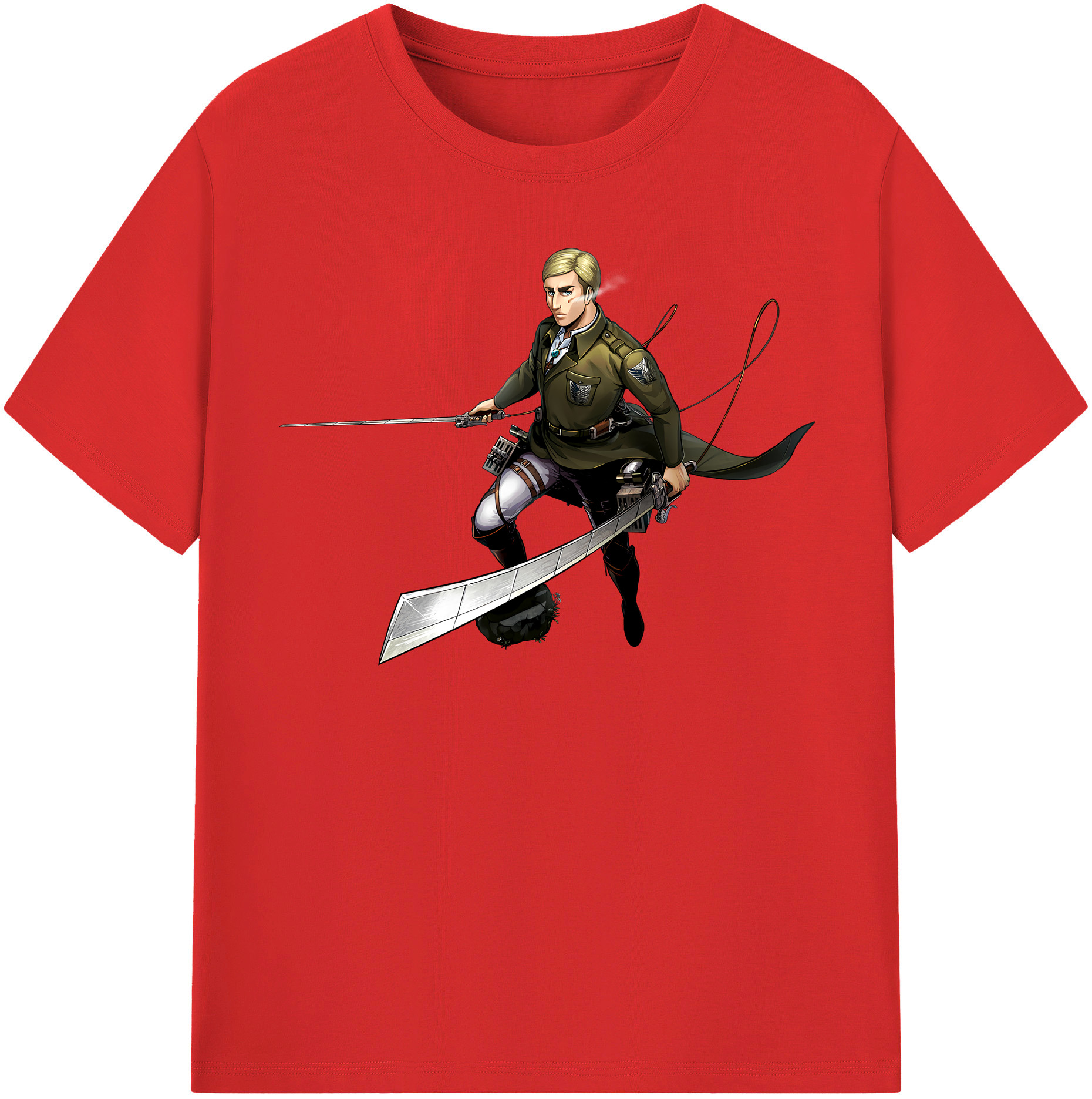 （画像用） 進撃の巨人 エルヴィン・スミス Attack on Titan Erwin Smith レディースカジュアルプリントTシャツ（綿100％）