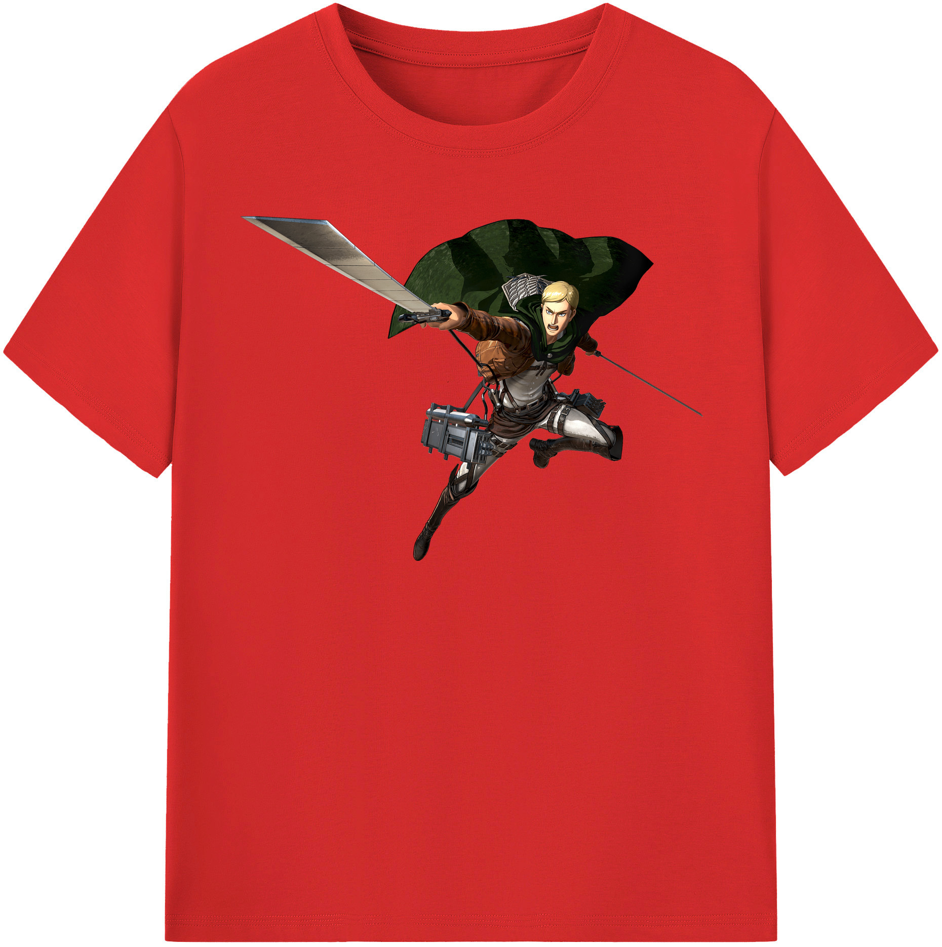 （画像用） 進撃の巨人 エルヴィン・スミス Attack on Titan Erwin Smith レディースカジュアルプリントTシャツ（綿100％）