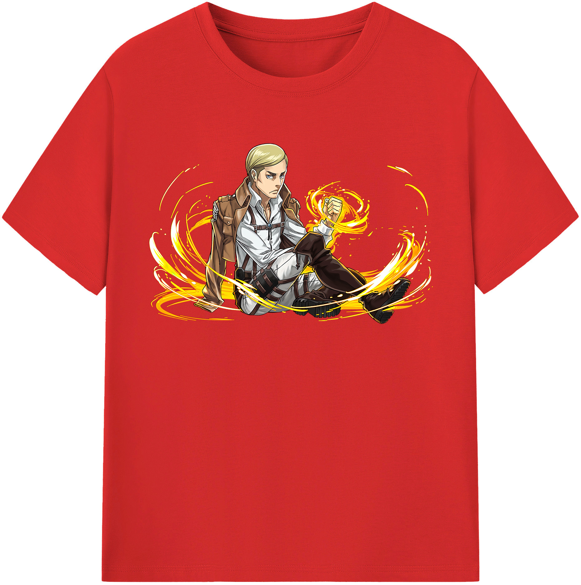 （画像用） 進撃の巨人 エルヴィン・スミス Attack on Titan Erwin Smith レディースカジュアルプリントTシャツ（綿100％）