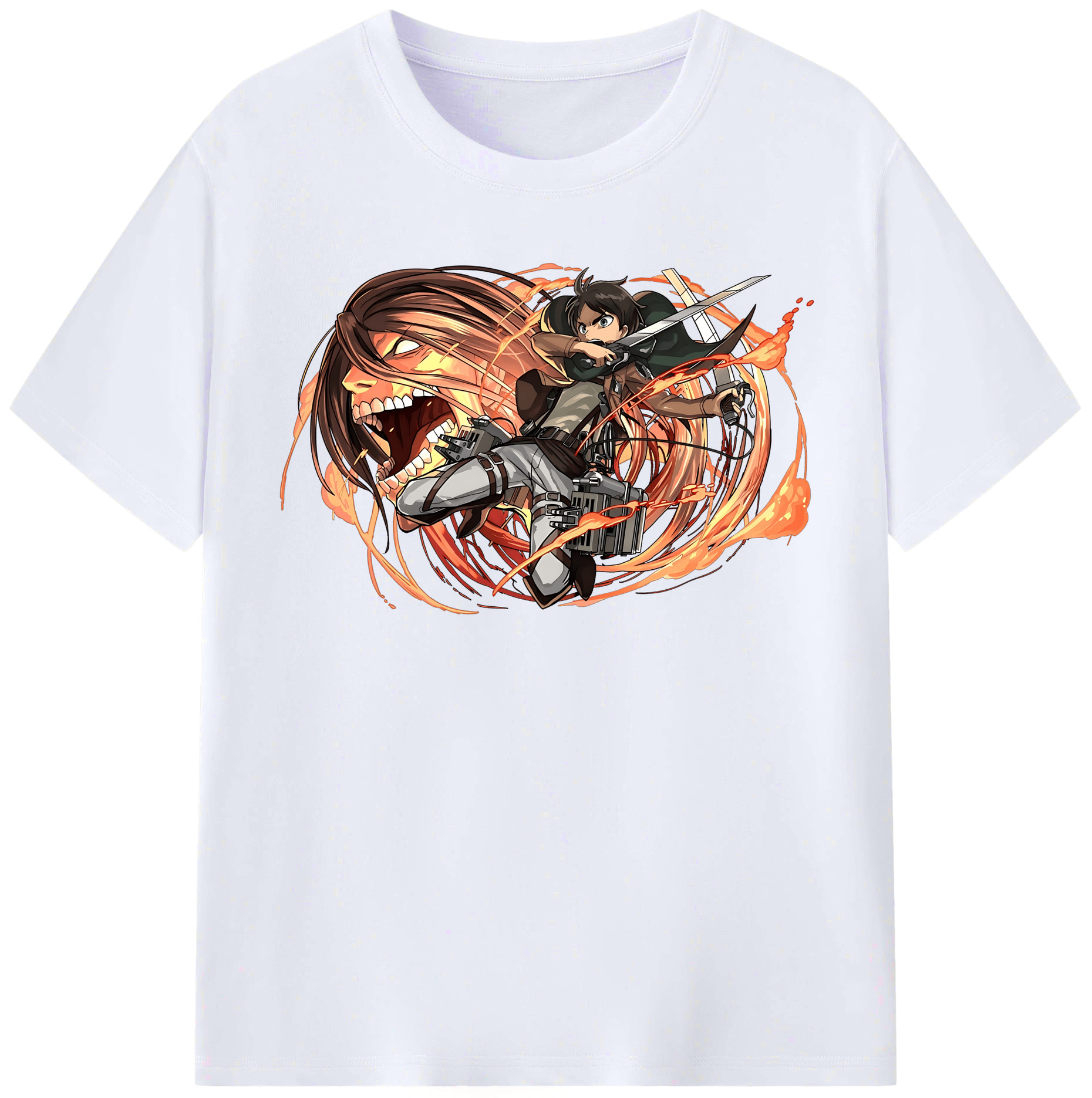 （画像用） 進撃の巨人 エレン･イェーガー Attack on Titan Eren Jäger レディースカジュアルプリントTシャツ（綿100％）