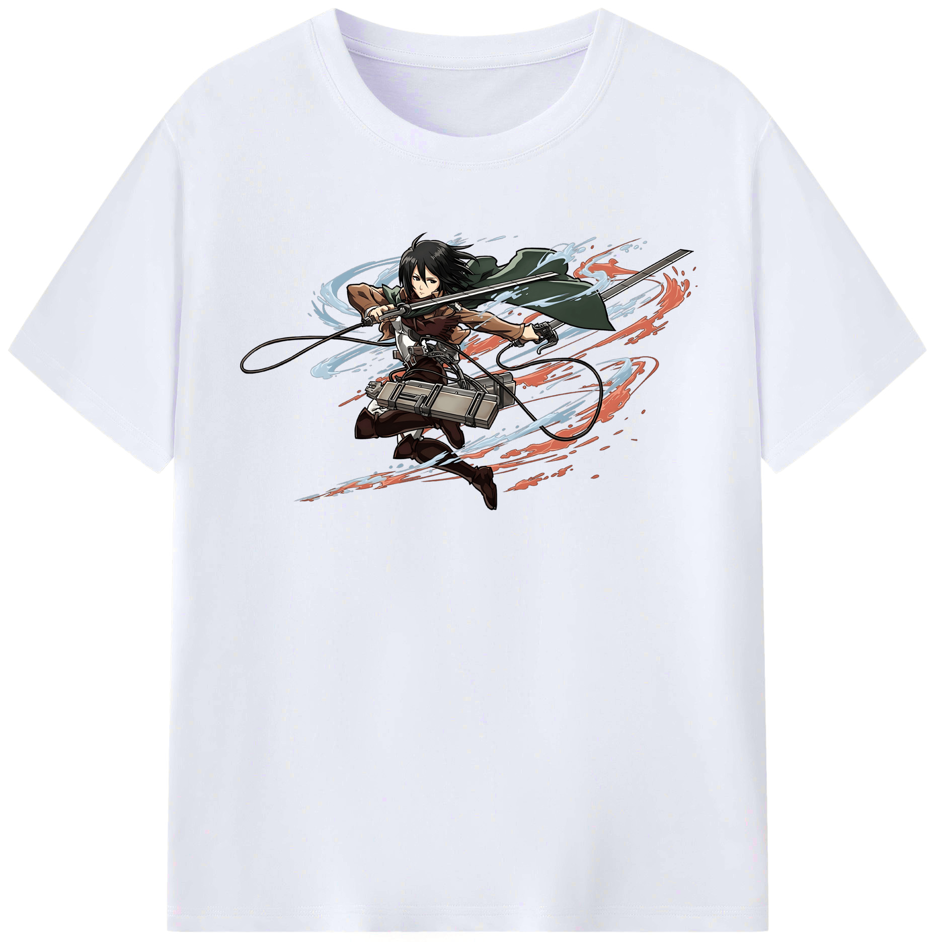 （画像用） 進撃の巨人 ミカサ·アッカーマン Attack on Titan Mikasa Ackerman レディースカジュアルプリントTシャツ（綿100％）