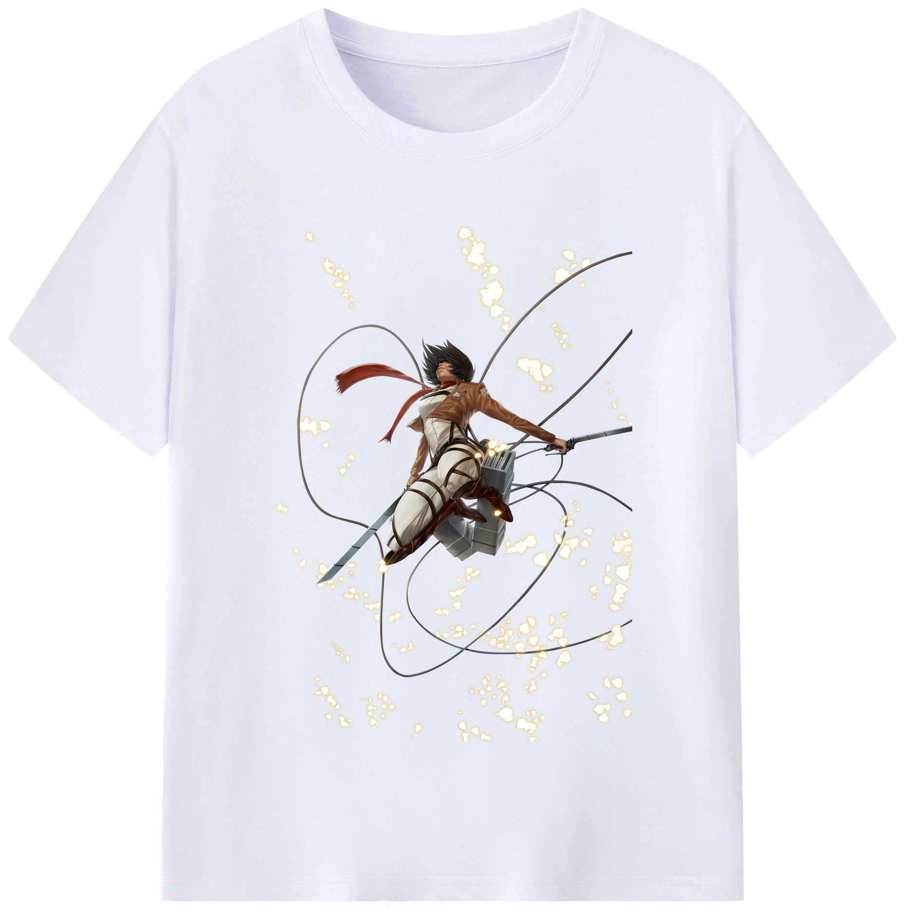 （画像用） 進撃の巨人 ミカサ·アッカーマン Attack on Titan Mikasa Ackerman レディースカジュアルプリントTシャツ（綿100％）