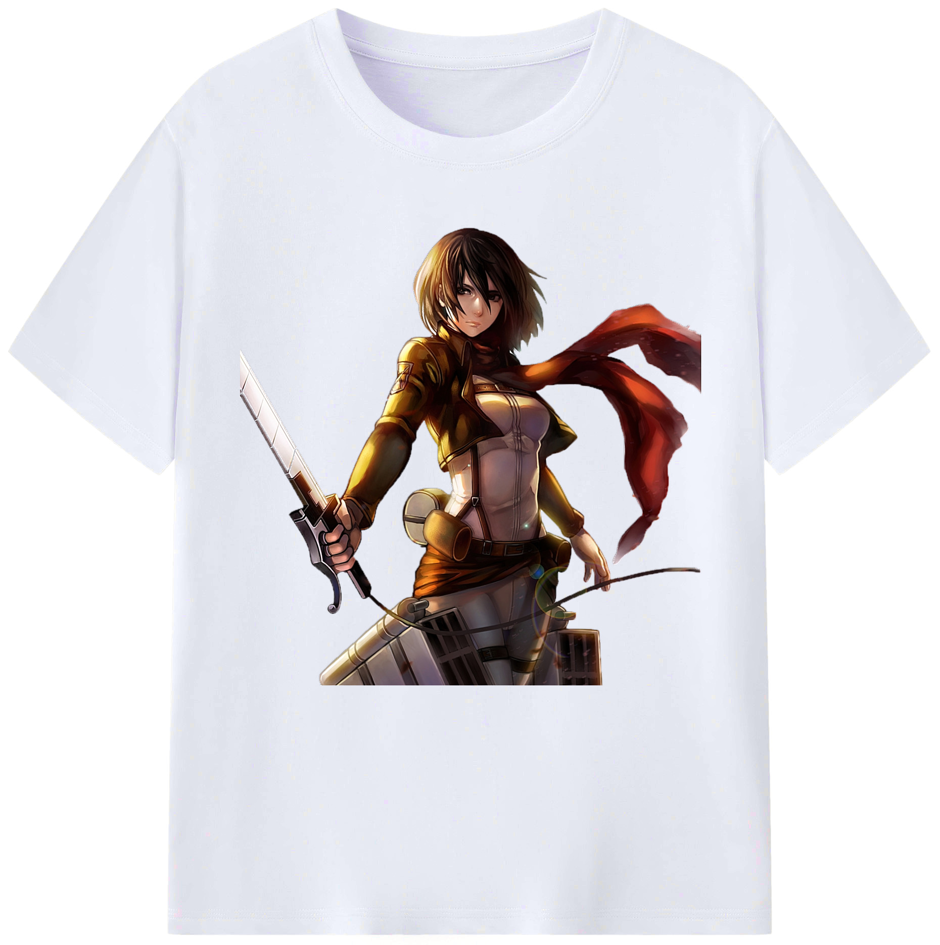 （画像用） 進撃の巨人 ミカサ·アッカーマン Attack on Titan Mikasa Ackerman レディースカジュアルプリントTシャツ（綿100％）