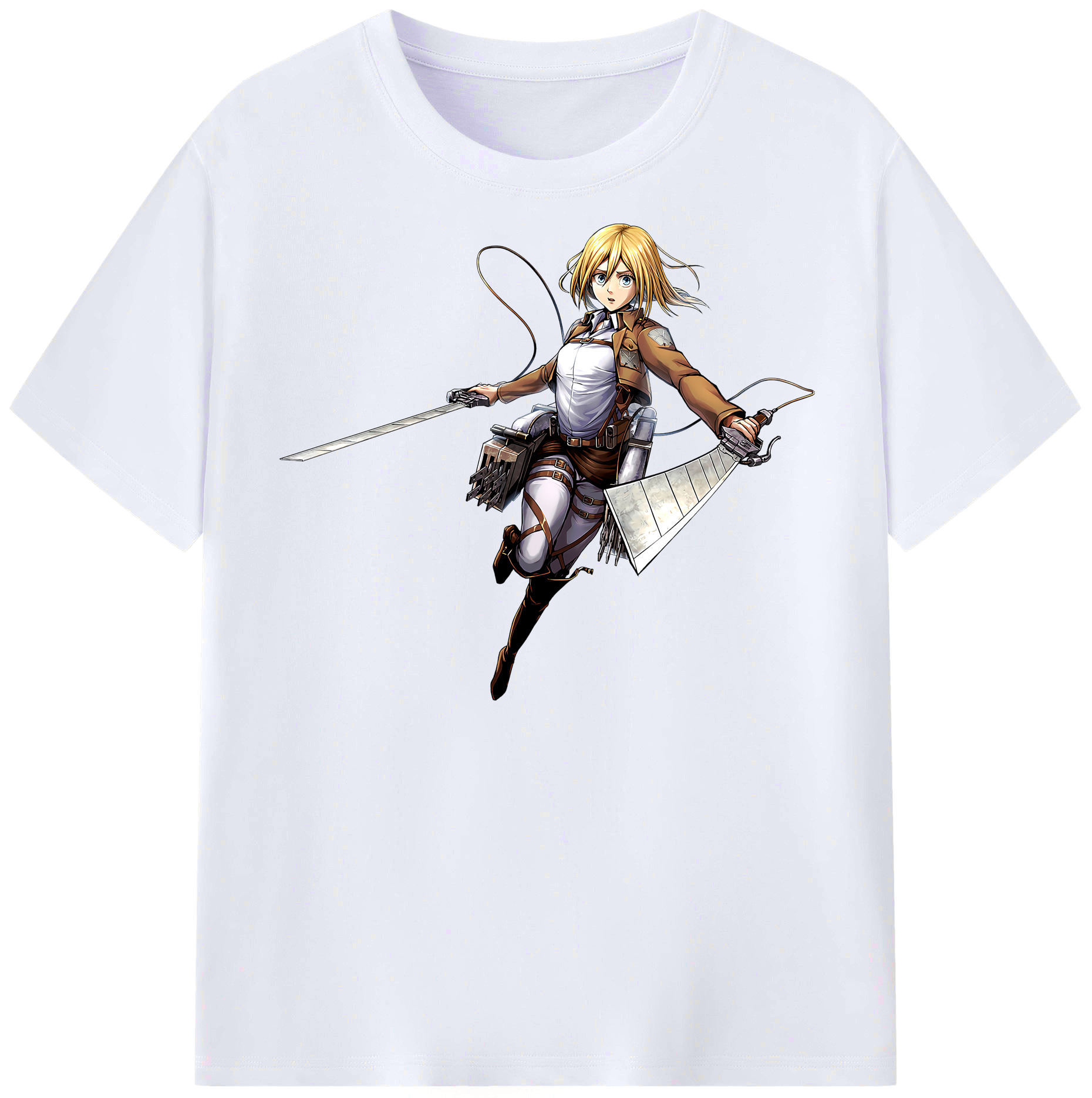 （画像用） 進撃の巨人 クリスタ·レンズ Attack on Titan Christa Lenz レディースカジュアルプリントTシャツ（綿100％）