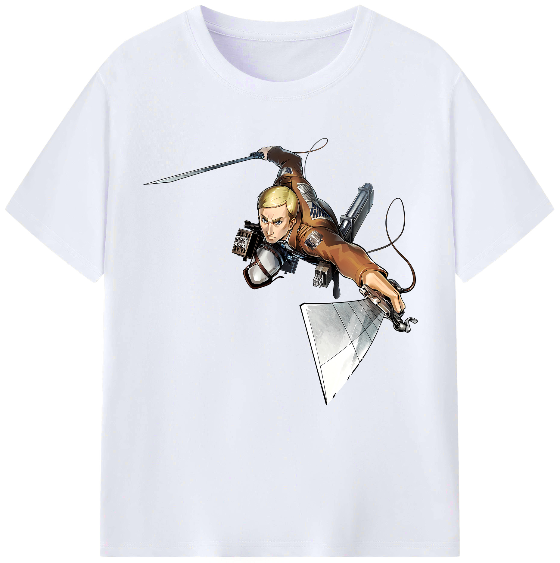 （画像用） 進撃の巨人 エルヴィン・スミス Attack on Titan Erwin Smith レディースカジュアルプリントTシャツ（綿100％）