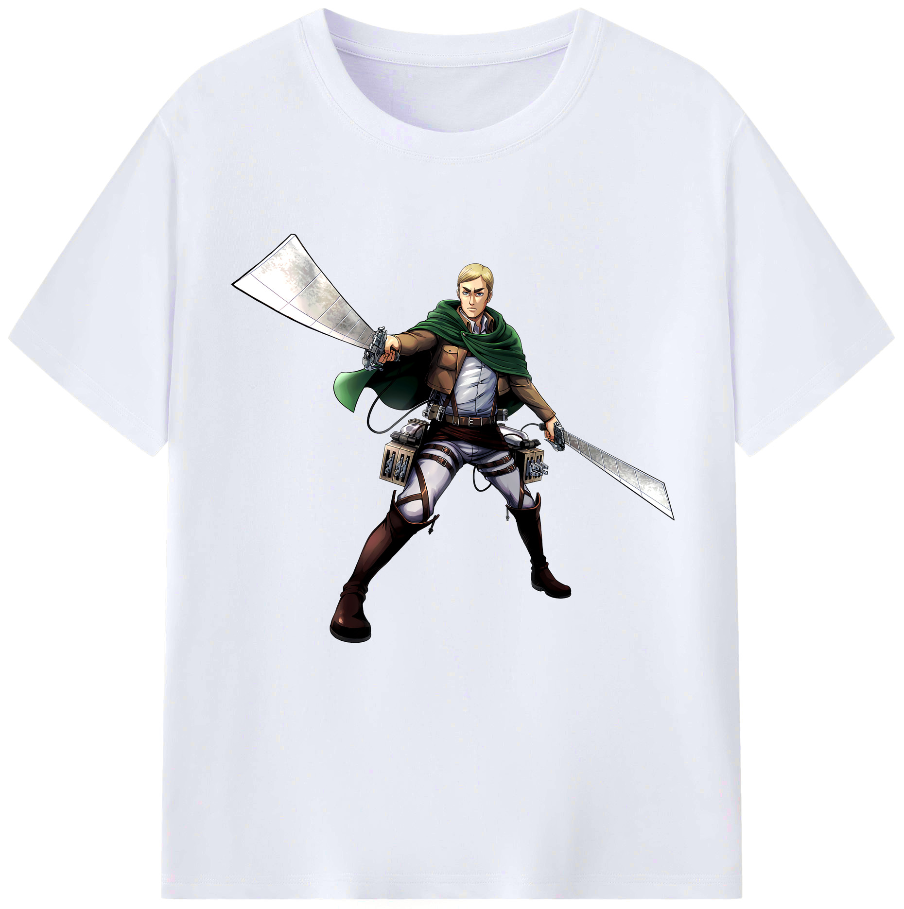 （画像用） 進撃の巨人 エルヴィン・スミス Attack on Titan Erwin Smith レディースカジュアルプリントTシャツ（綿100％）