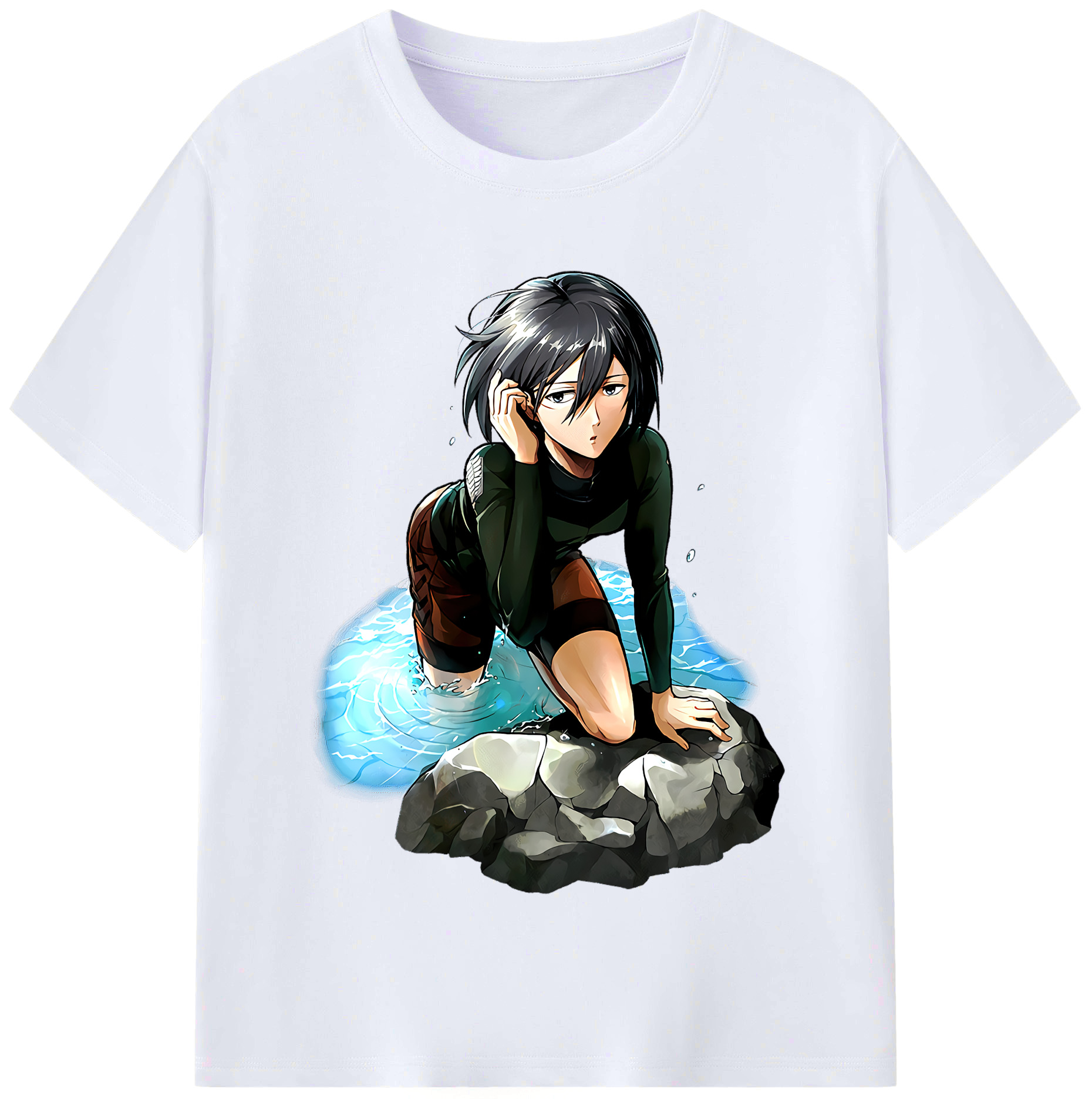 （画像用） 進撃の巨人 ミカサ·アッカーマン Attack on Titan Mikasa Ackerman レディースカジュアルプリントTシャツ（綿100％）