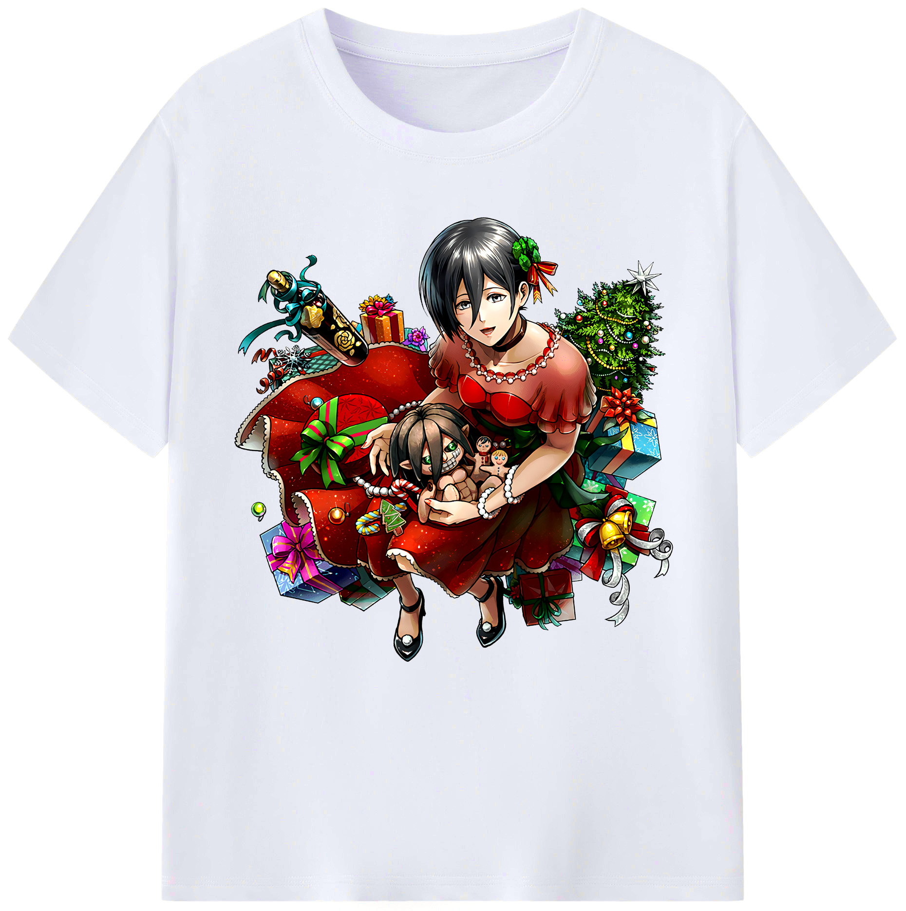 （画像用） 進撃の巨人 ミカサ·アッカーマン Attack on Titan Mikasa Ackerman レディースカジュアルプリントTシャツ（綿100％）