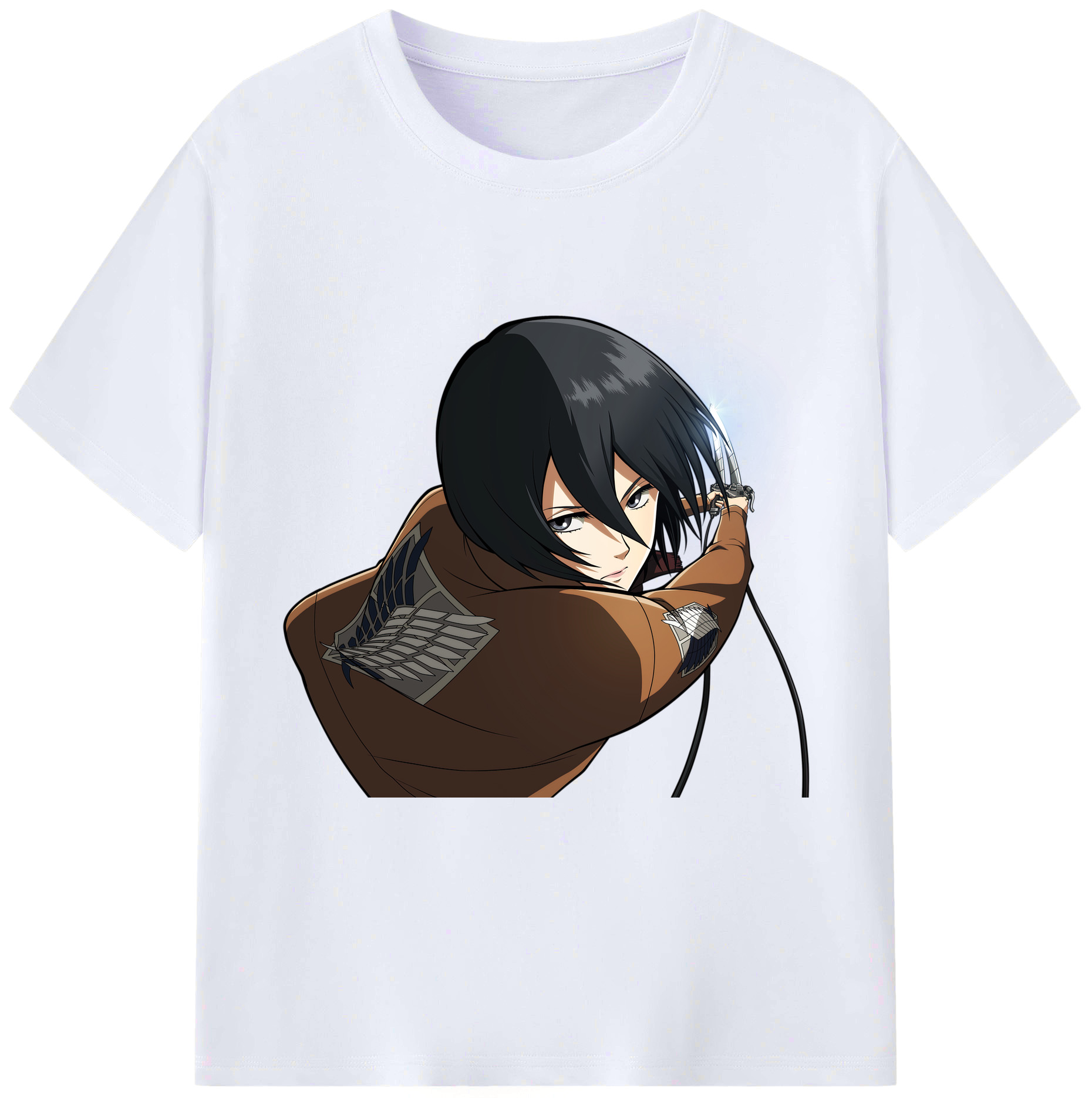 （画像用） 進撃の巨人 ミカサ·アッカーマン Attack on Titan Mikasa Ackerman レディースカジュアルプリントTシャツ（綿100％）