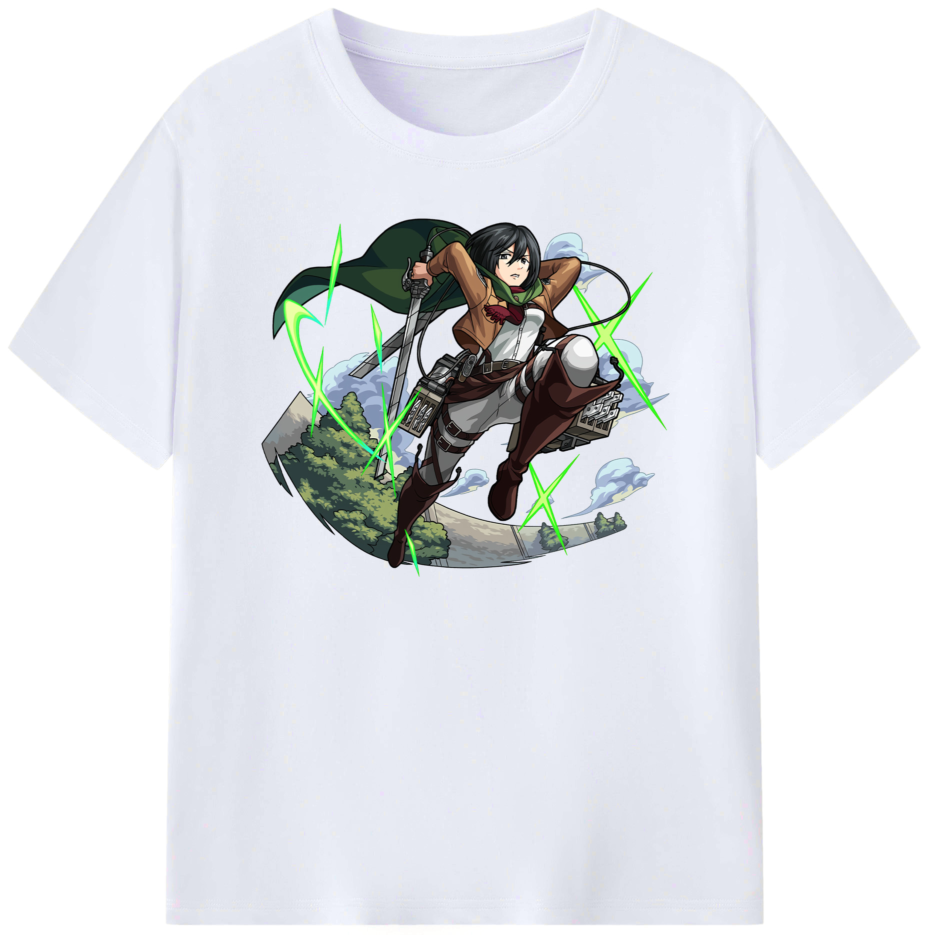 （画像用） 進撃の巨人 ミカサ·アッカーマン Attack on Titan Mikasa Ackerman レディースカジュアルプリントTシャツ（綿100％）