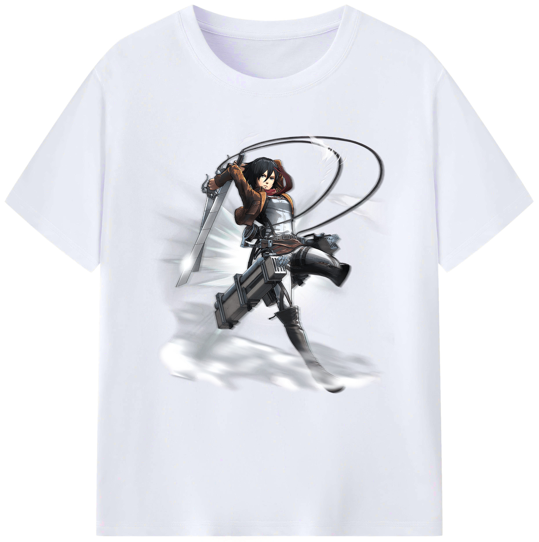 （画像用） 進撃の巨人 ミカサ·アッカーマン Attack on Titan Mikasa Ackerman レディースカジュアルプリントTシャツ（綿100％）