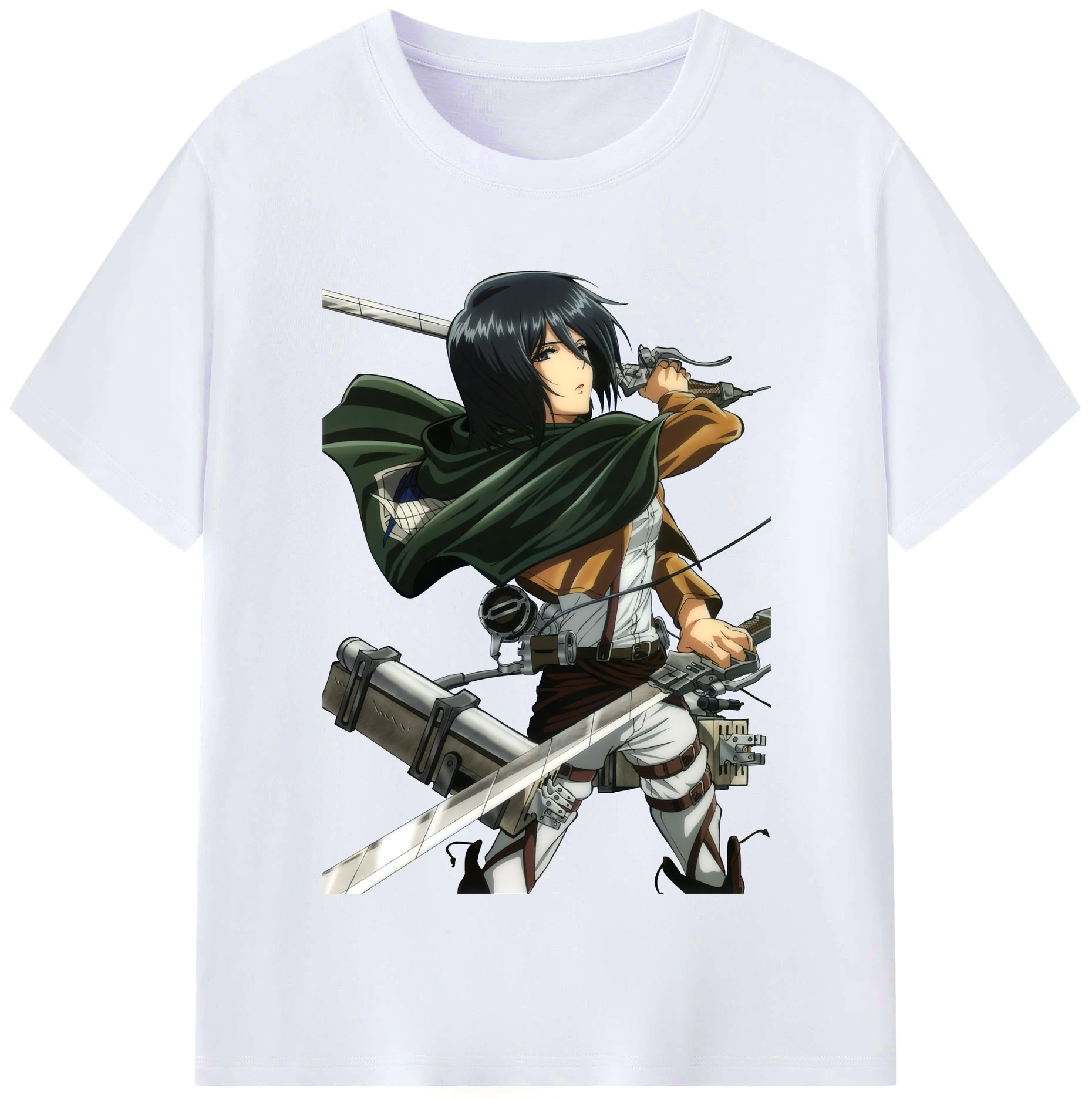 （画像用） 進撃の巨人 ミカサ·アッカーマン Attack on Titan Mikasa Ackerman レディースカジュアルプリントTシャツ（綿100％）