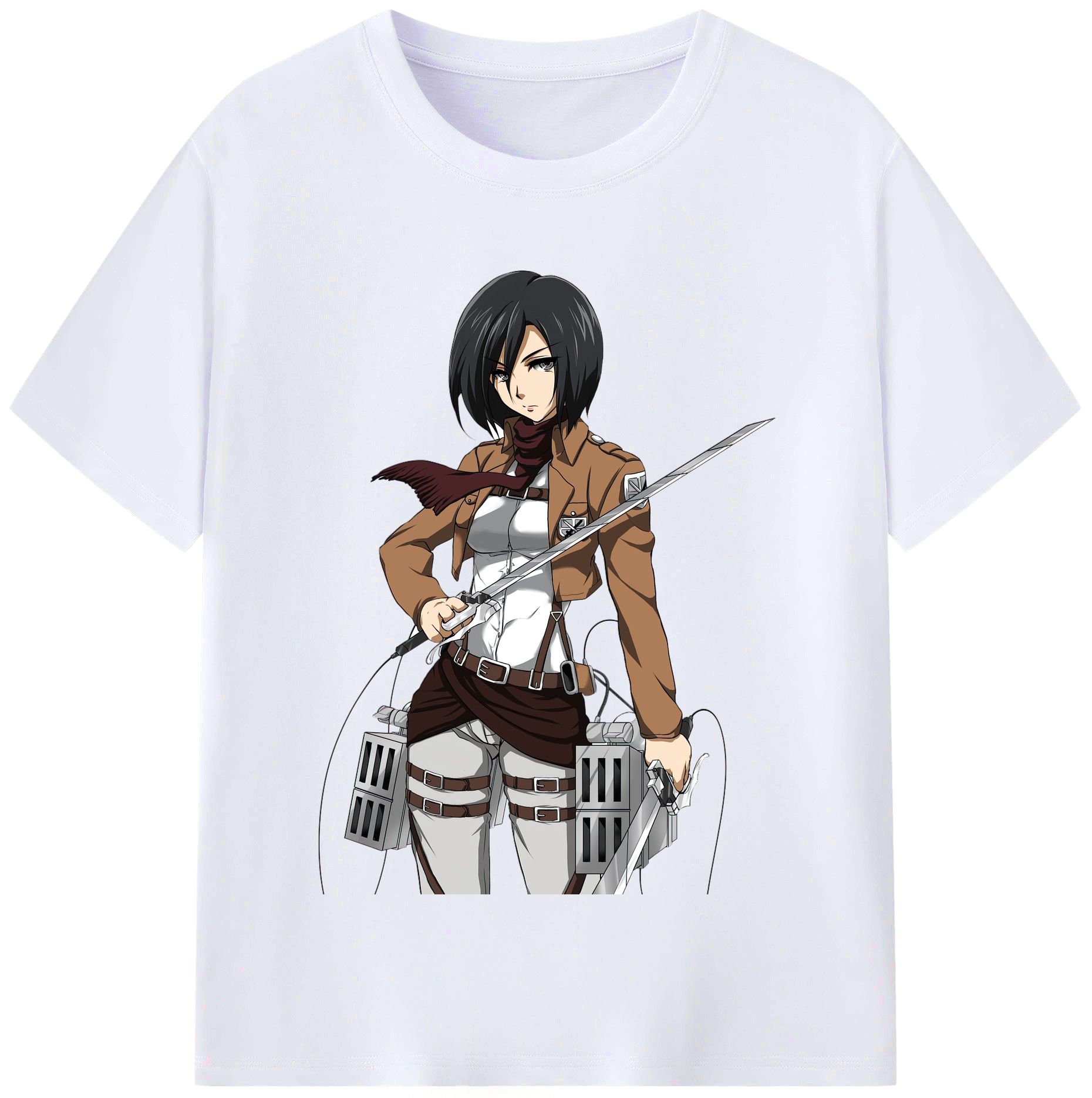 （画像用） 進撃の巨人 ミカサ·アッカーマン Attack on Titan Mikasa Ackerman レディースカジュアルプリントTシャツ（綿100％）