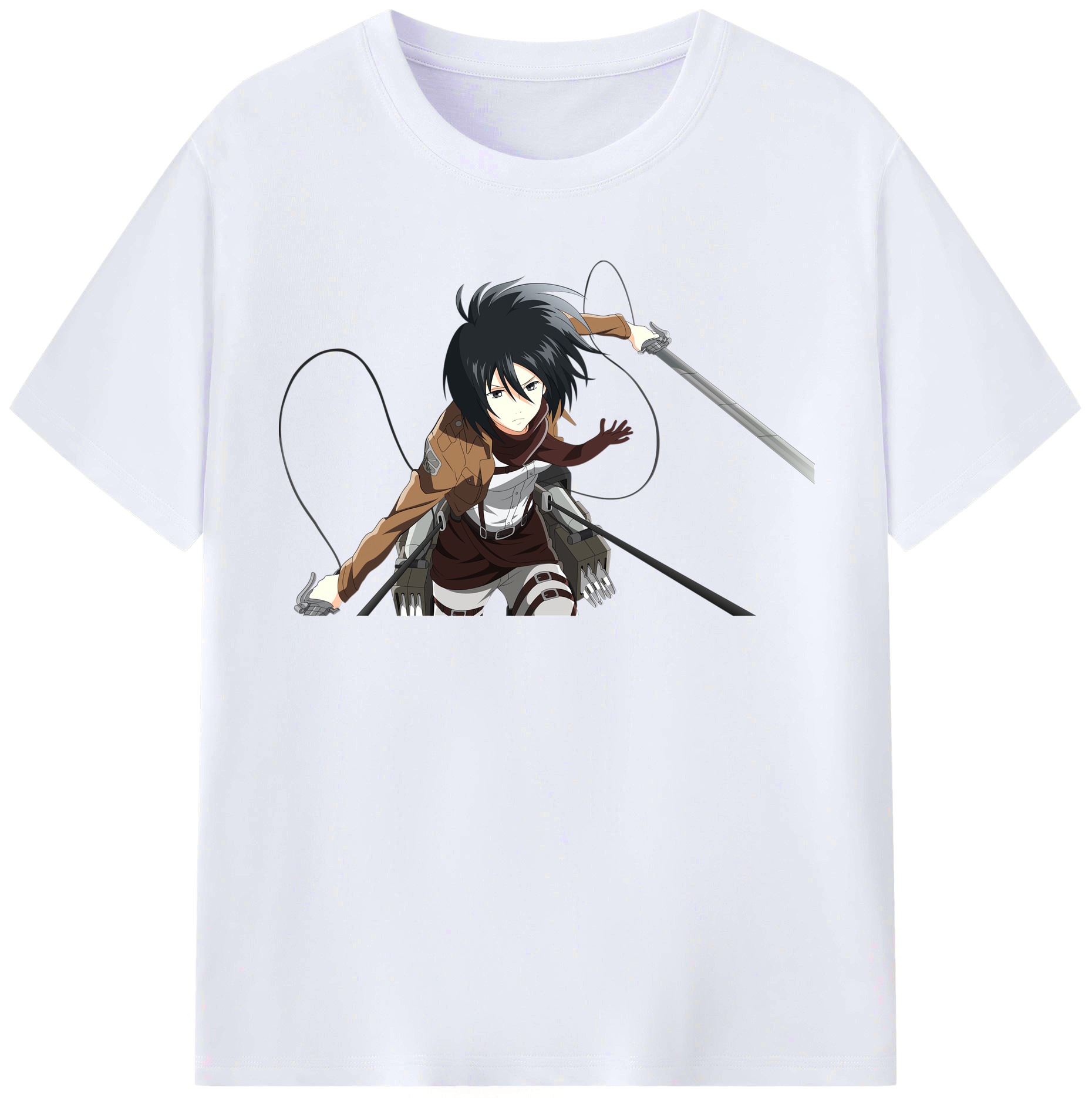 （画像用） 進撃の巨人 ミカサ·アッカーマン Attack on Titan Mikasa Ackerman レディースカジュアルプリントTシャツ（綿100％）