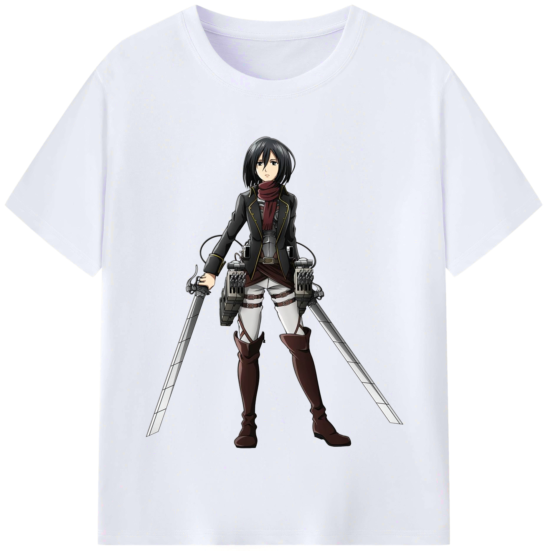 （画像用） 進撃の巨人 ミカサ·アッカーマン Attack on Titan Mikasa Ackerman レディースカジュアルプリントTシャツ（綿100％）