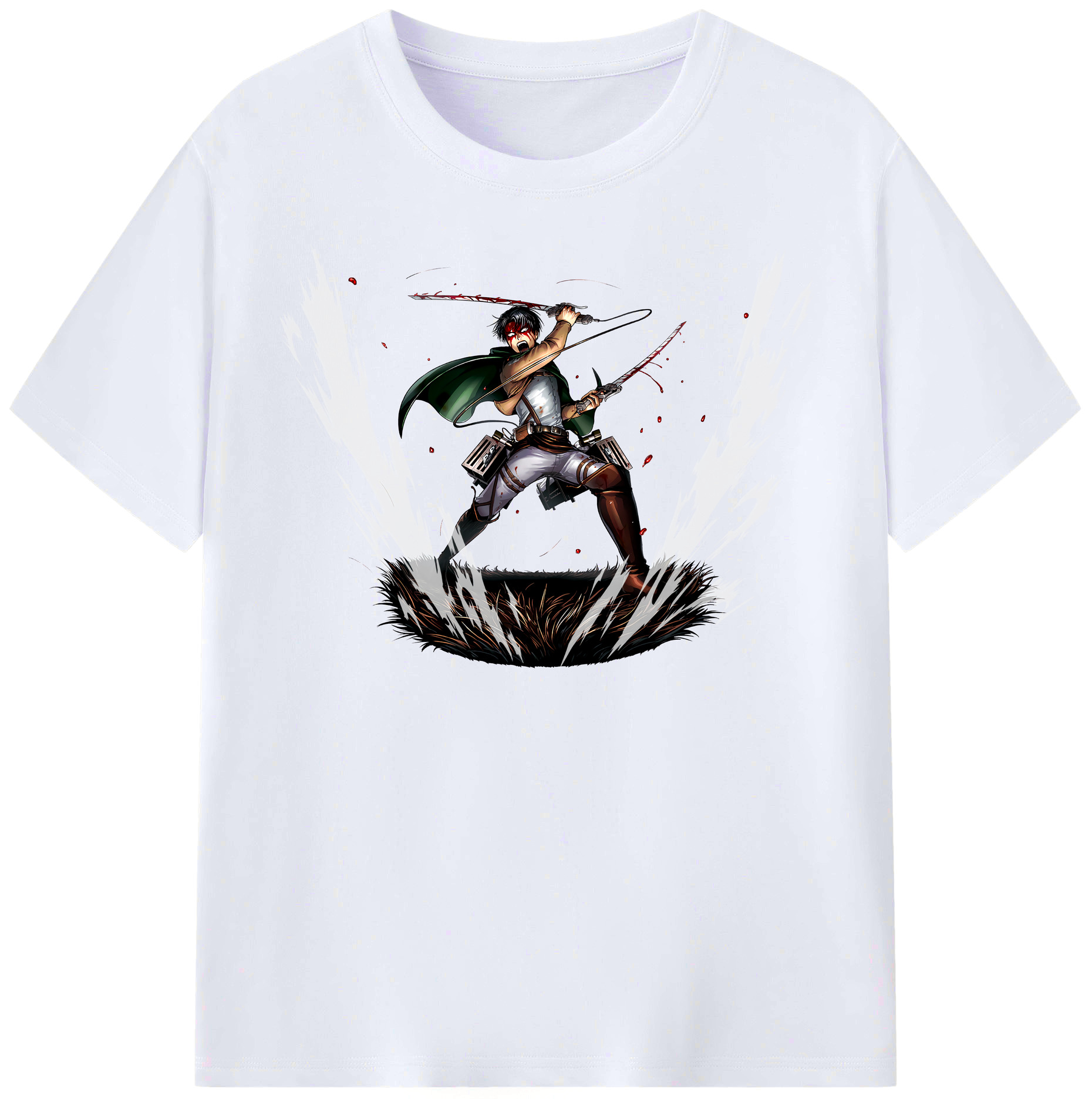 （画像用） 進撃の巨人 リヴァイ·アッカーマン Attack on Titan Levi Ackerman レディースカジュアルプリントTシャツ（綿100％）