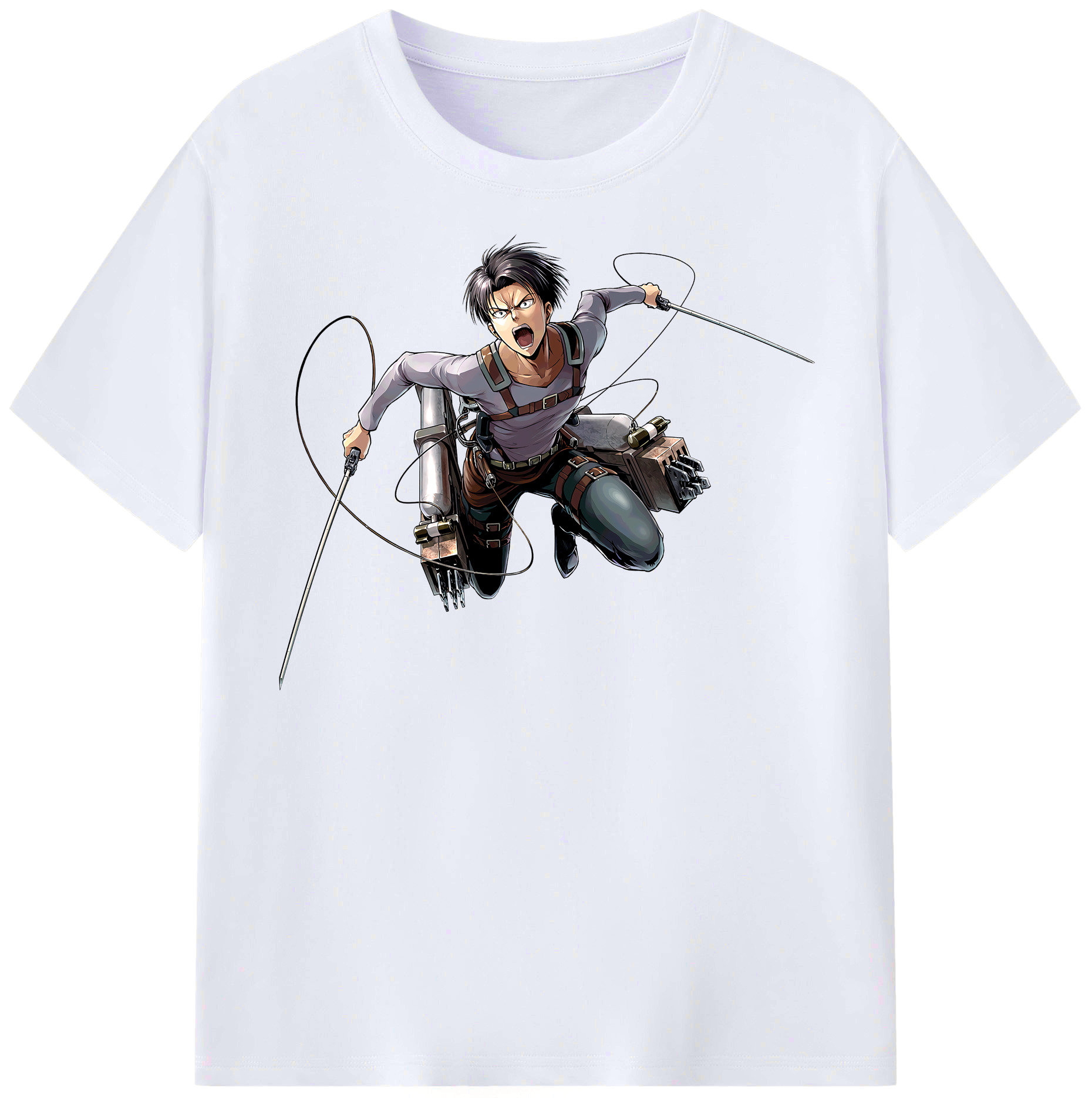 （画像用） 進撃の巨人 リヴァイ·アッカーマン Attack on Titan Levi Ackerman レディースカジュアルプリントTシャツ（綿100％）