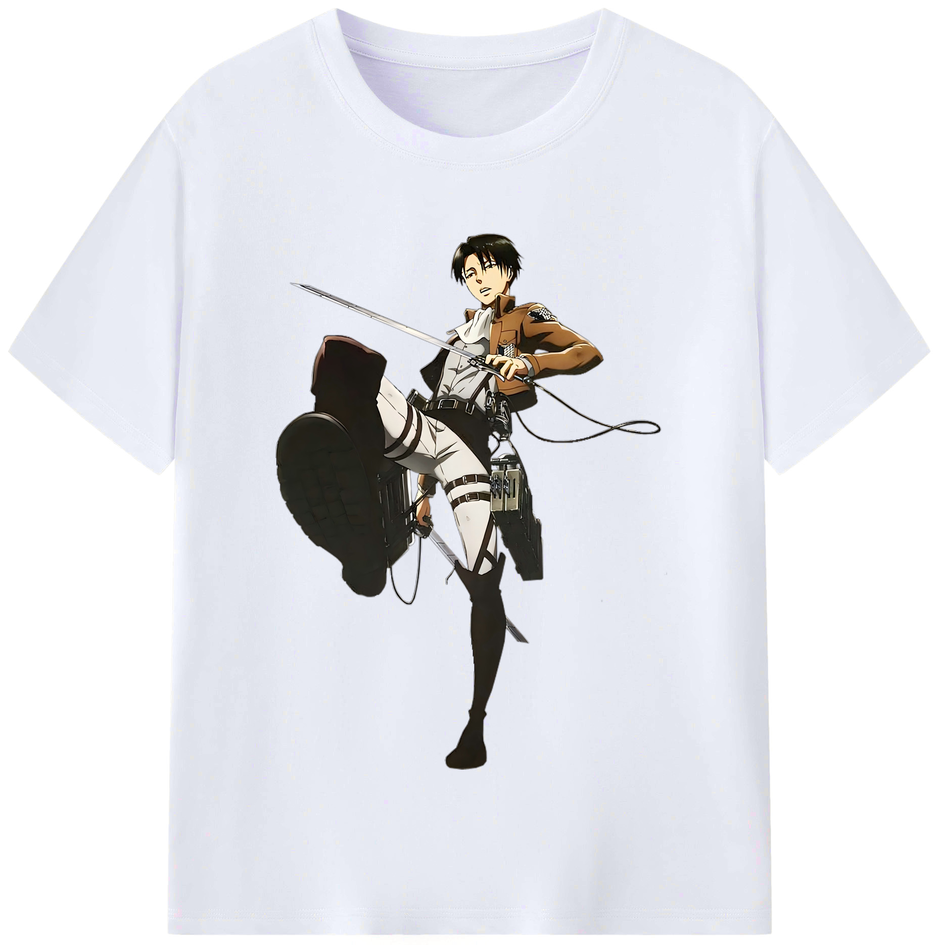 （画像用） 進撃の巨人 リヴァイ·アッカーマン Attack on Titan Levi Ackerman レディースカジュアルプリントTシャツ（綿100％）