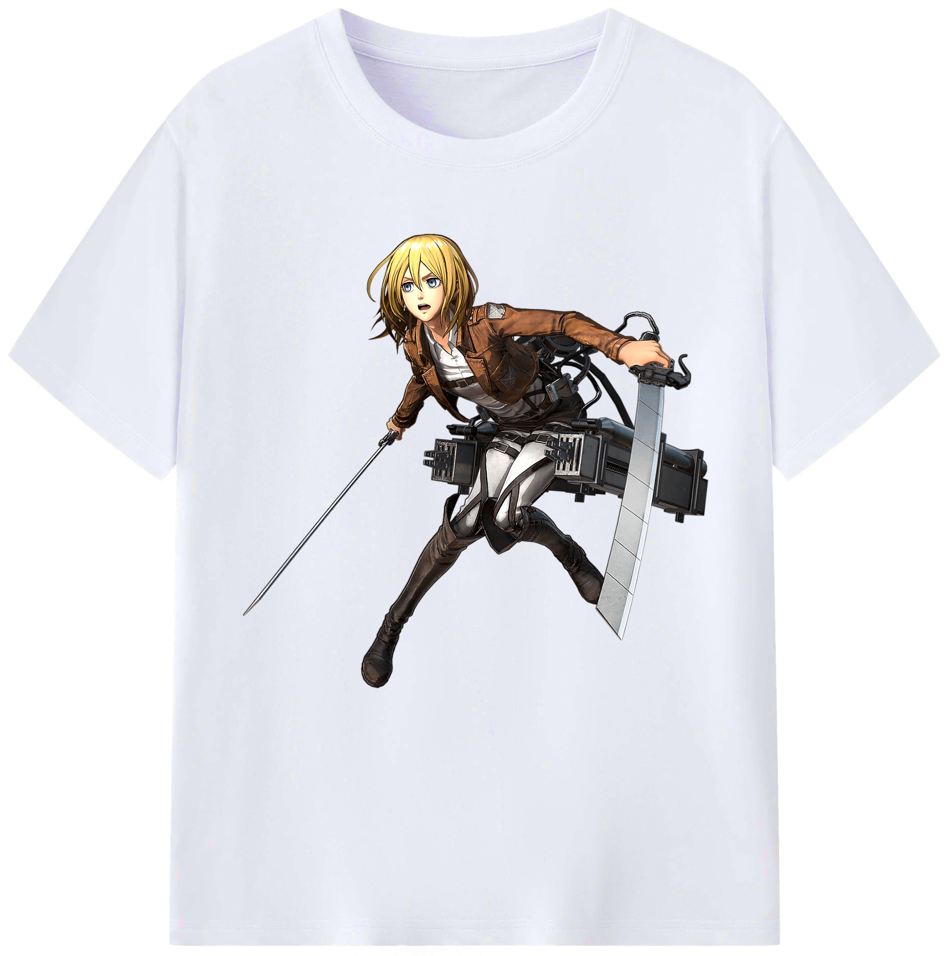 （画像用） 進撃の巨人 クリスタ·レンズ Attack on Titan Christa Lenz レディースカジュアルプリントTシャツ（綿100％）