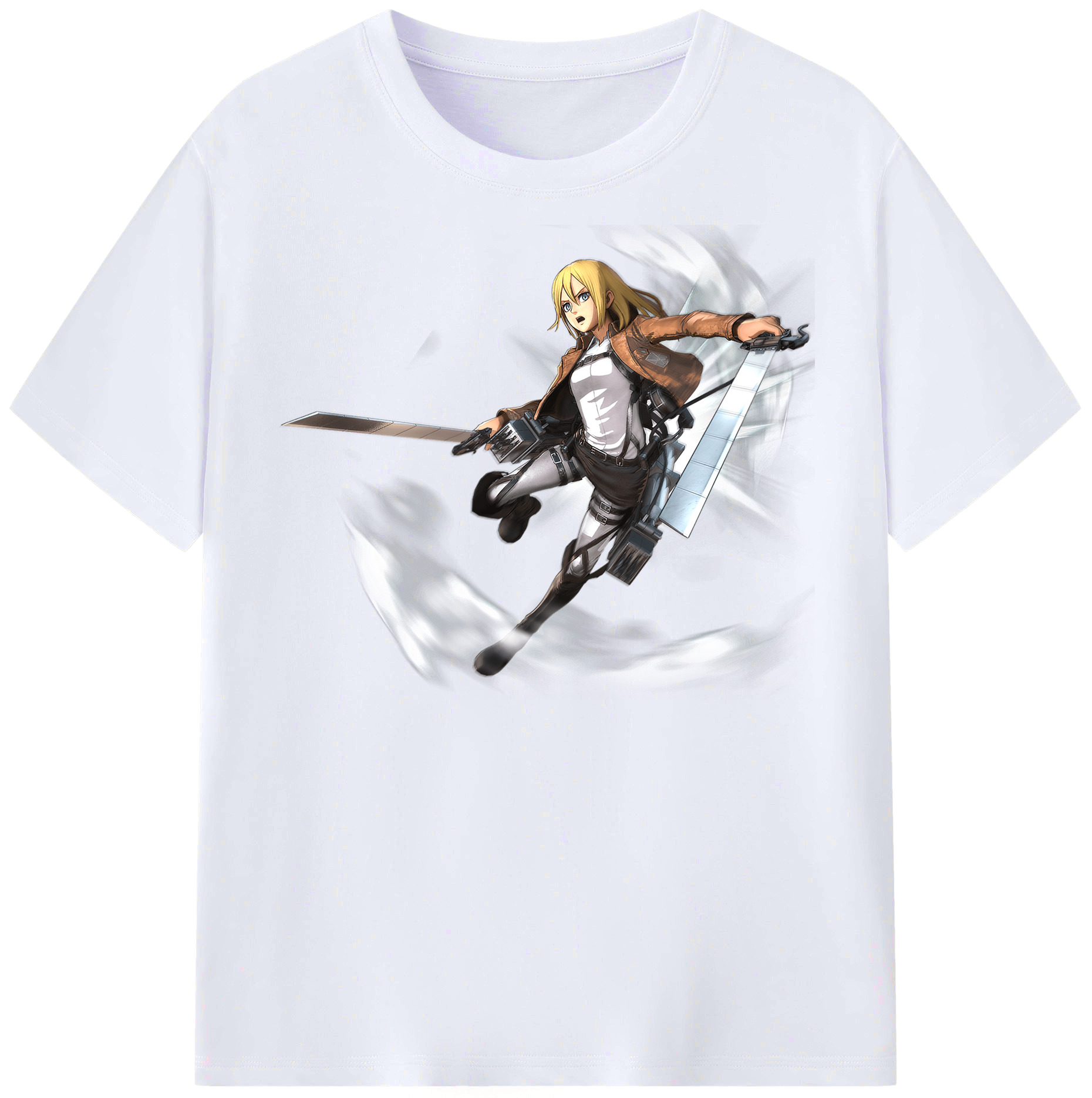（画像用） 進撃の巨人 クリスタ·レンズ Attack on Titan Christa Lenz レディースカジュアルプリントTシャツ（綿100％）