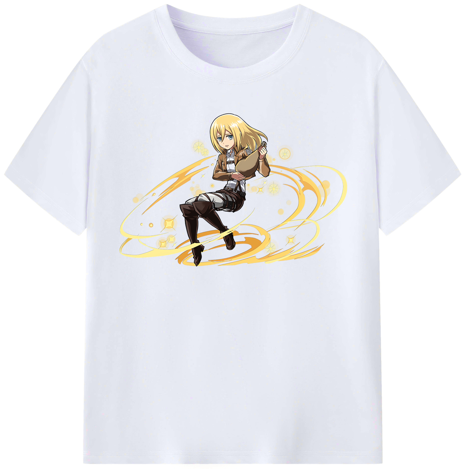 （画像用） 進撃の巨人 クリスタ·レンズ Attack on Titan Christa Lenz レディースカジュアルプリントTシャツ（綿100％）