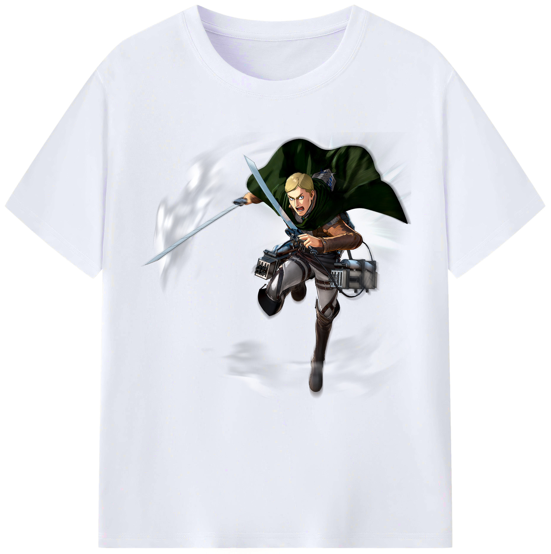 （画像用） 進撃の巨人 エルヴィン・スミス Attack on Titan Erwin Smith レディースカジュアルプリントTシャツ（綿100％）