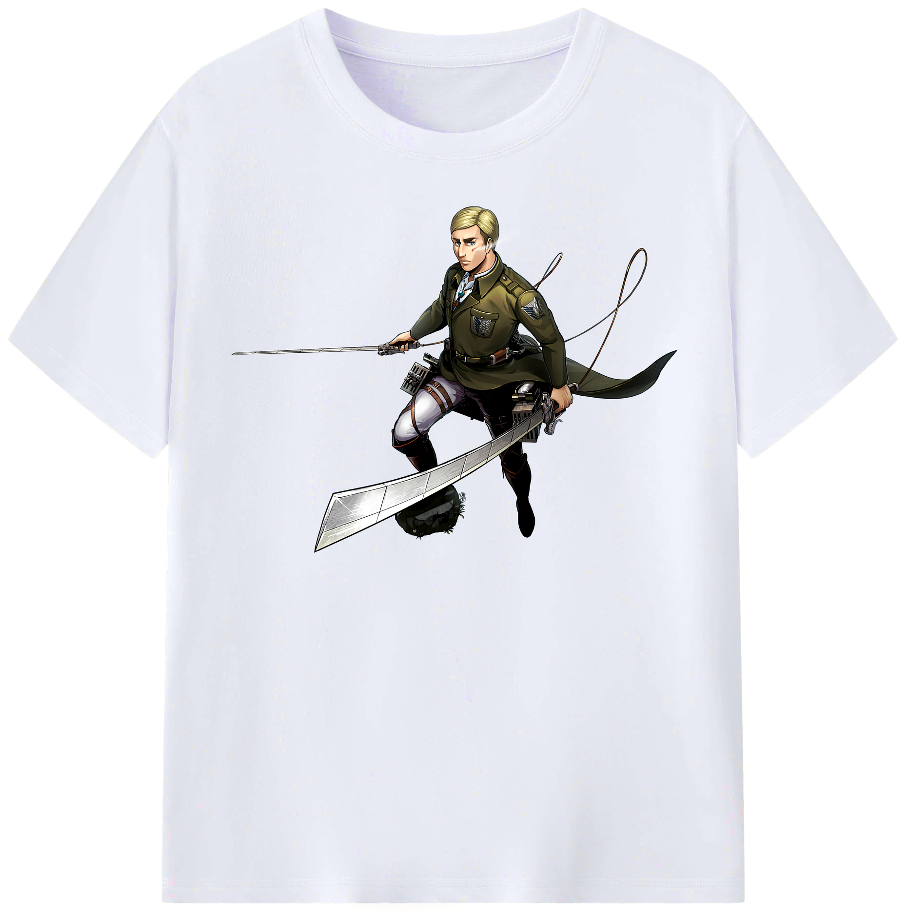 （画像用） 進撃の巨人 エルヴィン・スミス Attack on Titan Erwin Smith レディースカジュアルプリントTシャツ（綿100％）