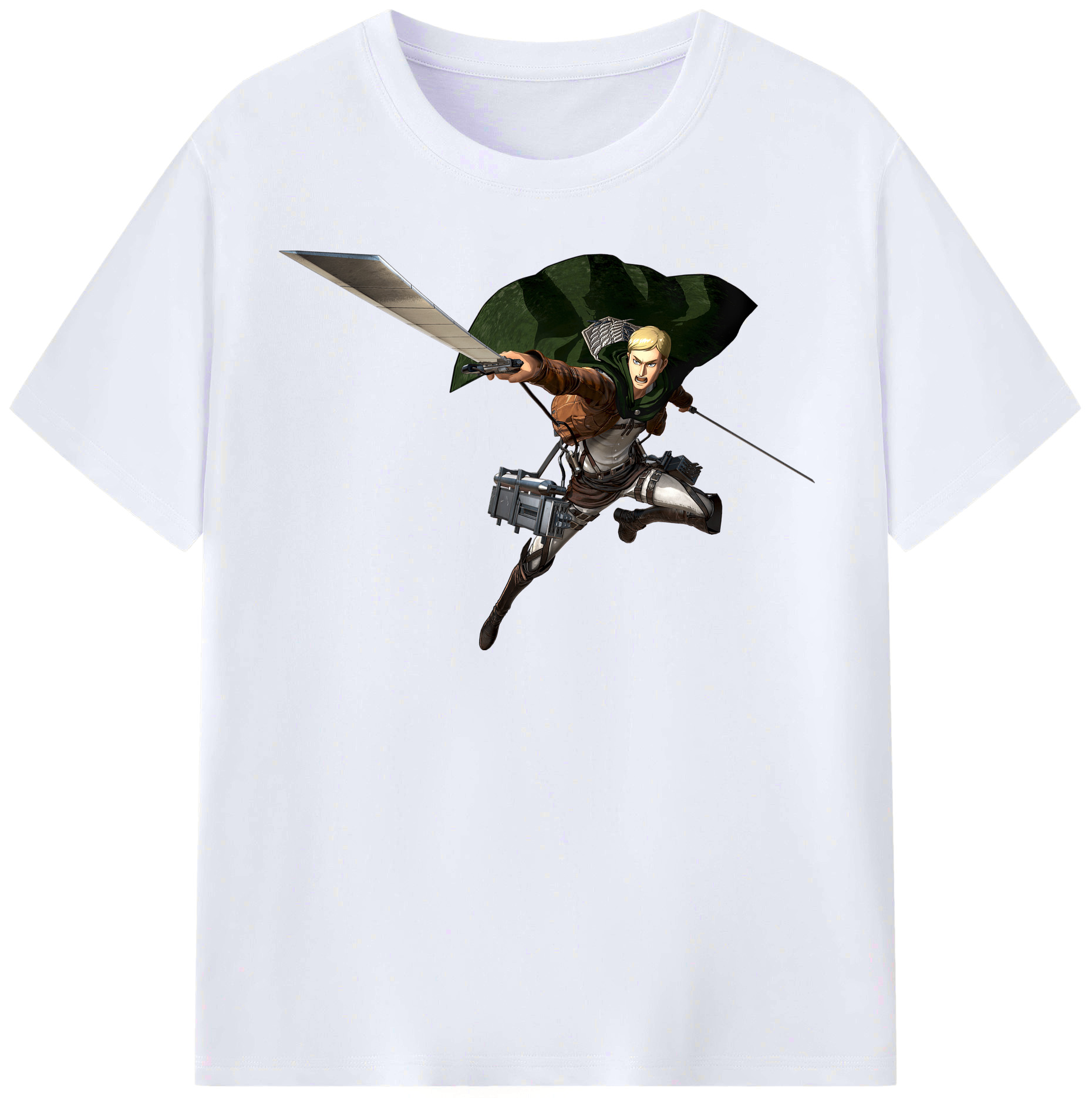 （画像用） 進撃の巨人 エルヴィン・スミス Attack on Titan Erwin Smith レディースカジュアルプリントTシャツ（綿100％）