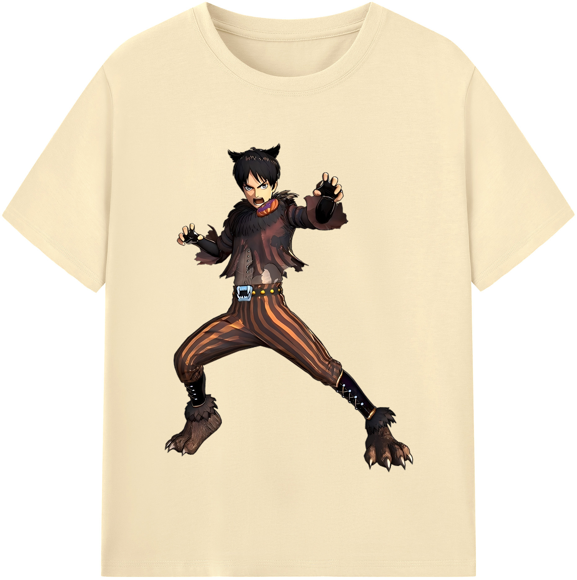 （画像用） 進撃の巨人 エレン･イェーガー Attack on Titan Eren Jäger 綿100％半袖Tシャツ（フロントプリント）