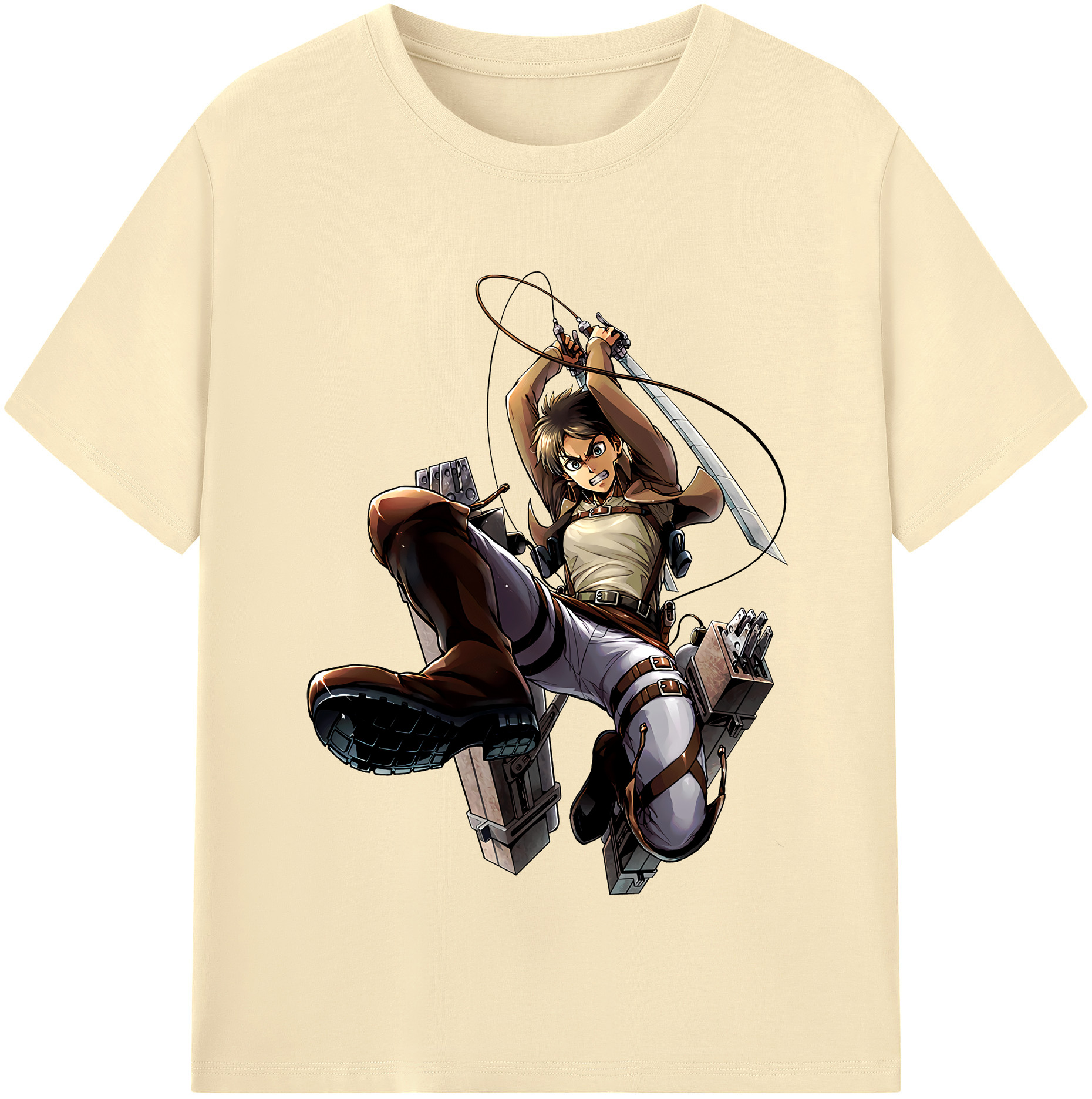 （画像用） 進撃の巨人 エレン･イェーガー Attack on Titan Eren Jäger 綿100％半袖Tシャツ（フロントプリント）