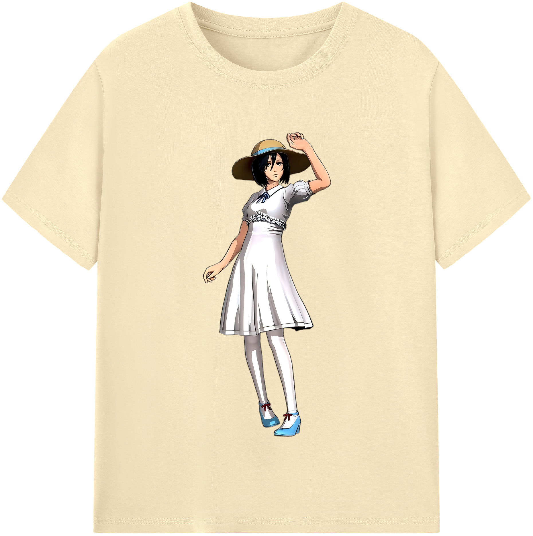 （画像用） 進撃の巨人 ミカサ·アッカーマン Attack on Titan Mikasa Ackerman 綿100％半袖Tシャツ（フロントプリント）