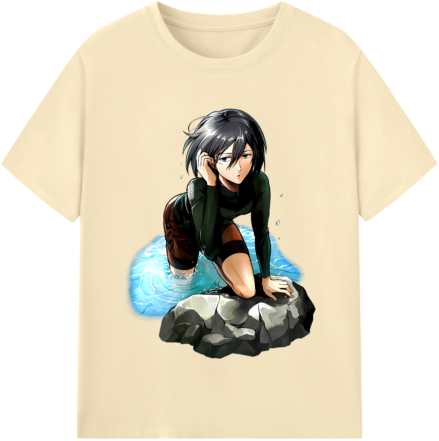 （画像用） 進撃の巨人 ミカサ·アッカーマン Attack on Titan Mikasa Ackerman 綿100％半袖Tシャツ（フロントプリント）