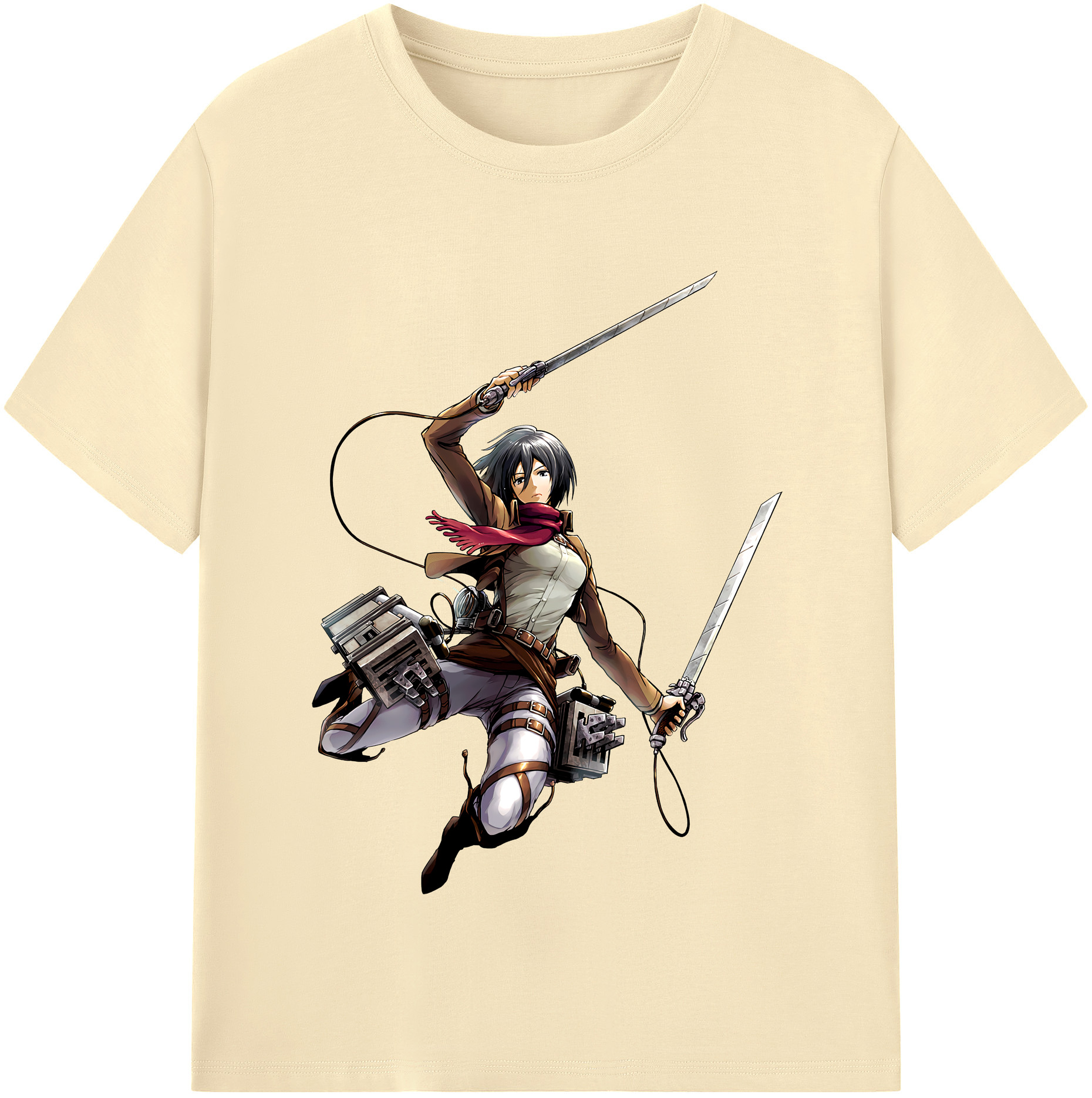 （画像用） 進撃の巨人 ミカサ·アッカーマン Attack on Titan Mikasa Ackerman 綿100％半袖Tシャツ（フロントプリント）